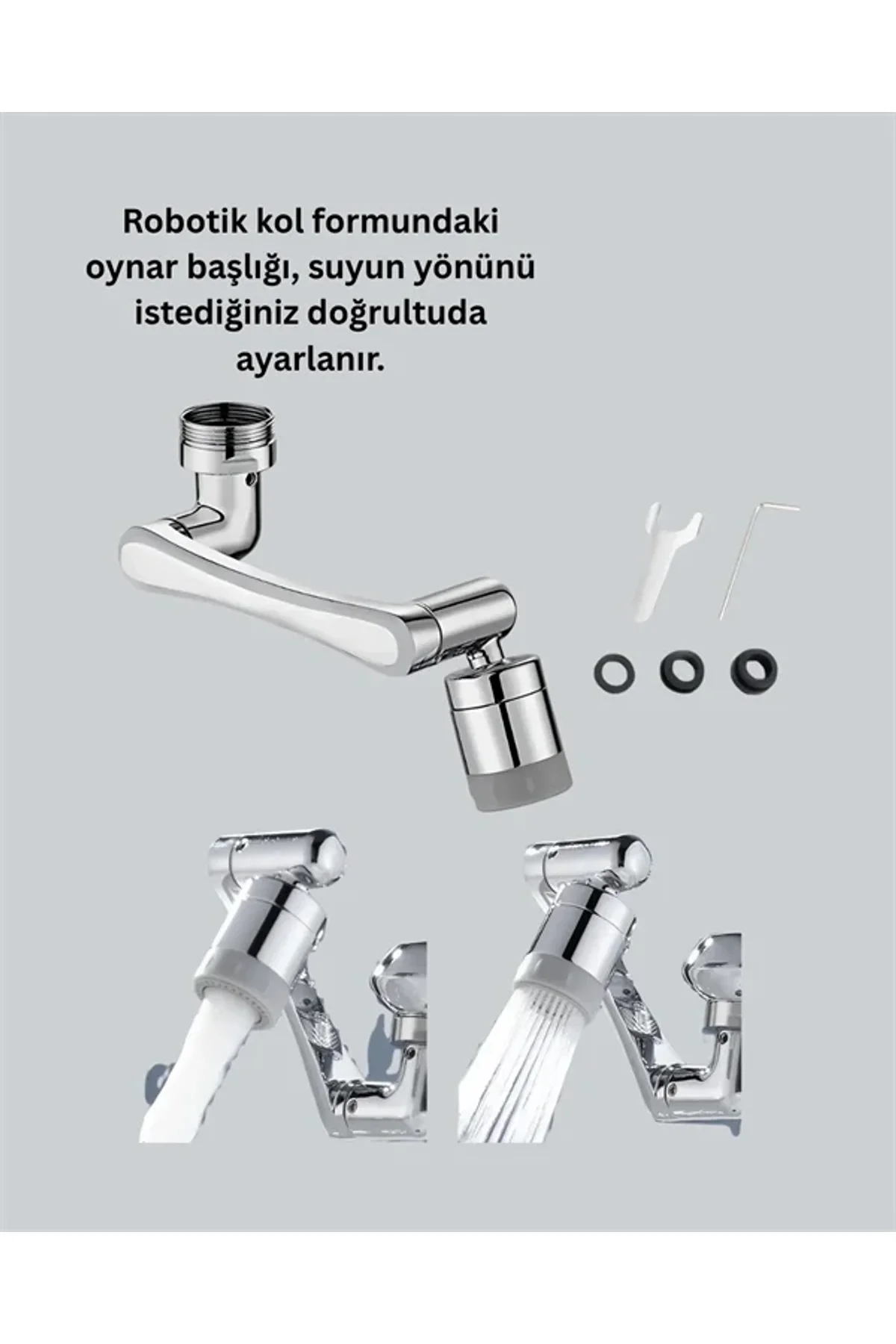 Esnek 1080° Musluk Başlığı 3 Eklemli Hareketli Su Modlu Lavabo Aparatı - Just Cheap Store Görsel 5