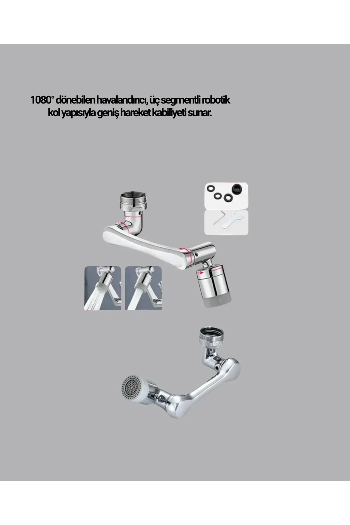 Üç Segmentli 1080 Derece Musluk Aparatı Esnek Döner Havalandırıcı Pratik Kullanım - Just Cheap Store Görsel 4