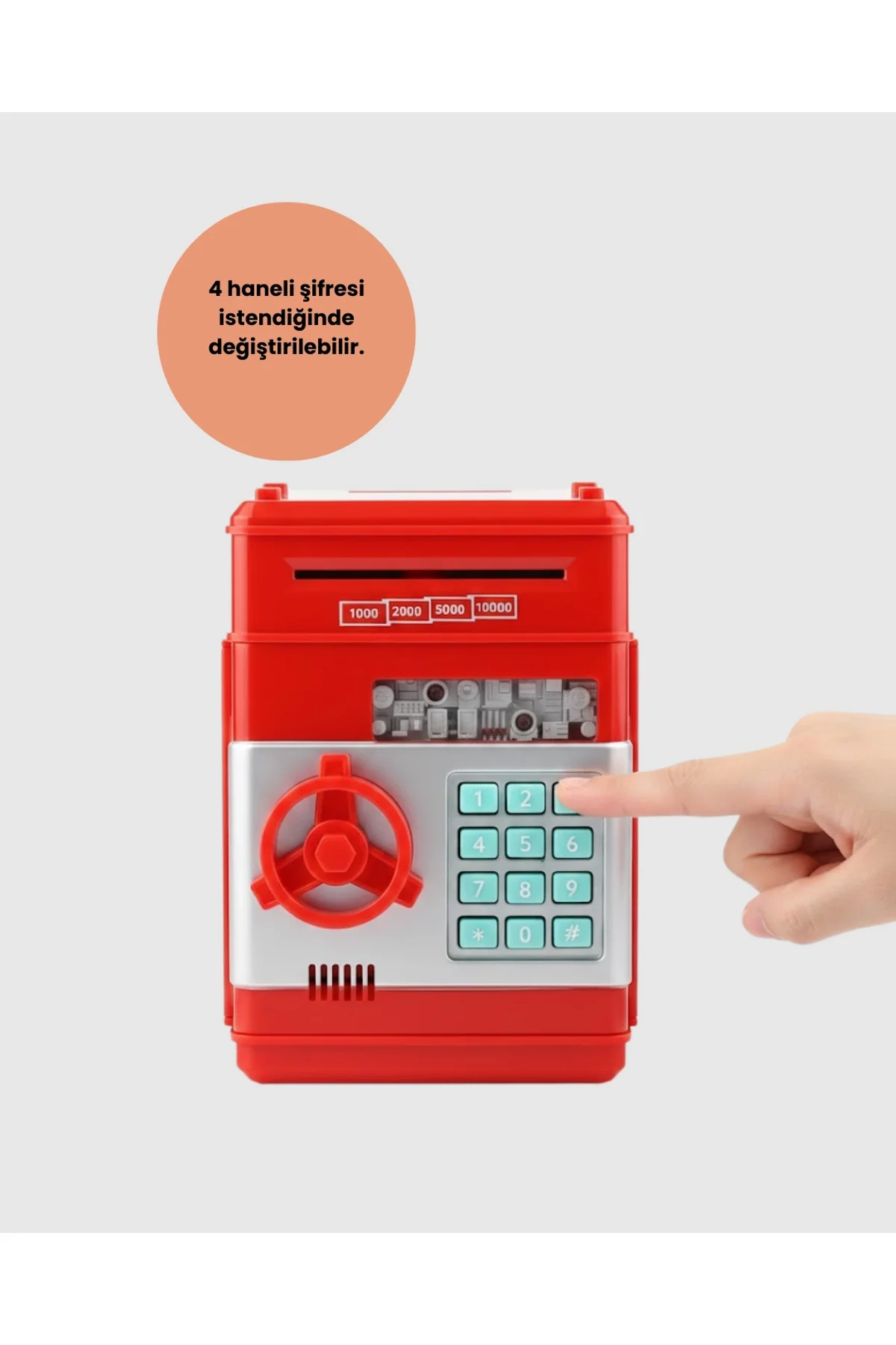 Atm Görünümlü Kırmızı Elektronik Şifreli Kumbara - Just Cheap Store Görsel 4