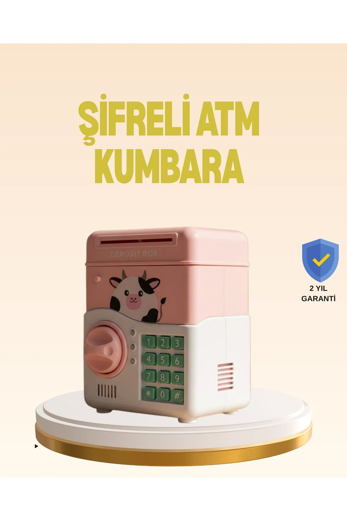 Çocuklar İçin Pembe Atm Görünümlü Elektronik Kumbara