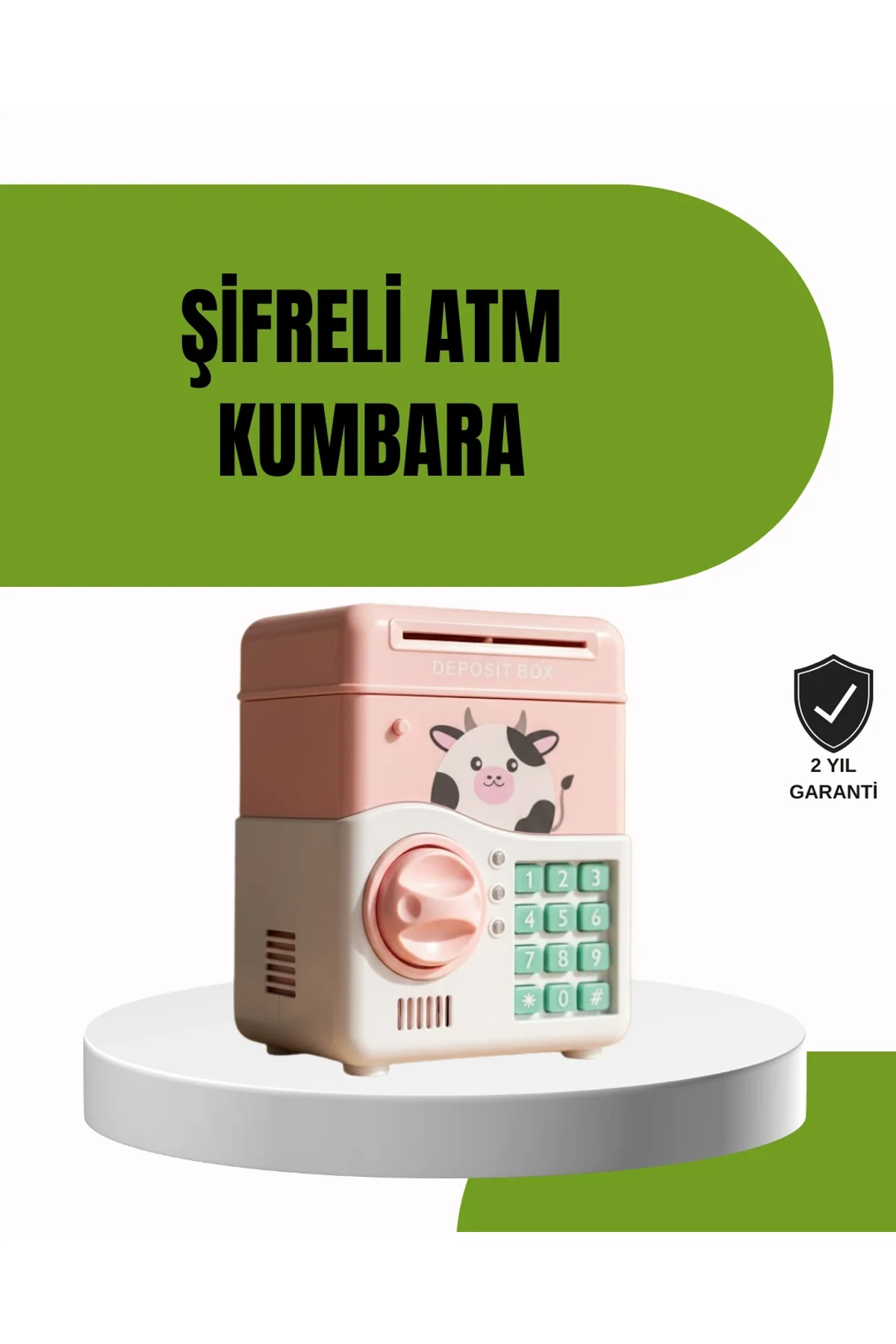 Atm Tasarımlı Pembe Işıklı Sesli Çocuk Kumbarası