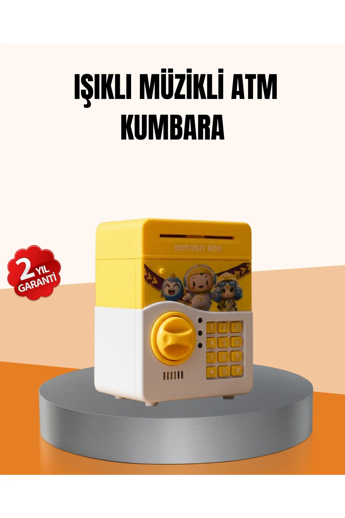 Atm Tasarımlı Sarı Işıklı Sesli Elektronik Kumbara