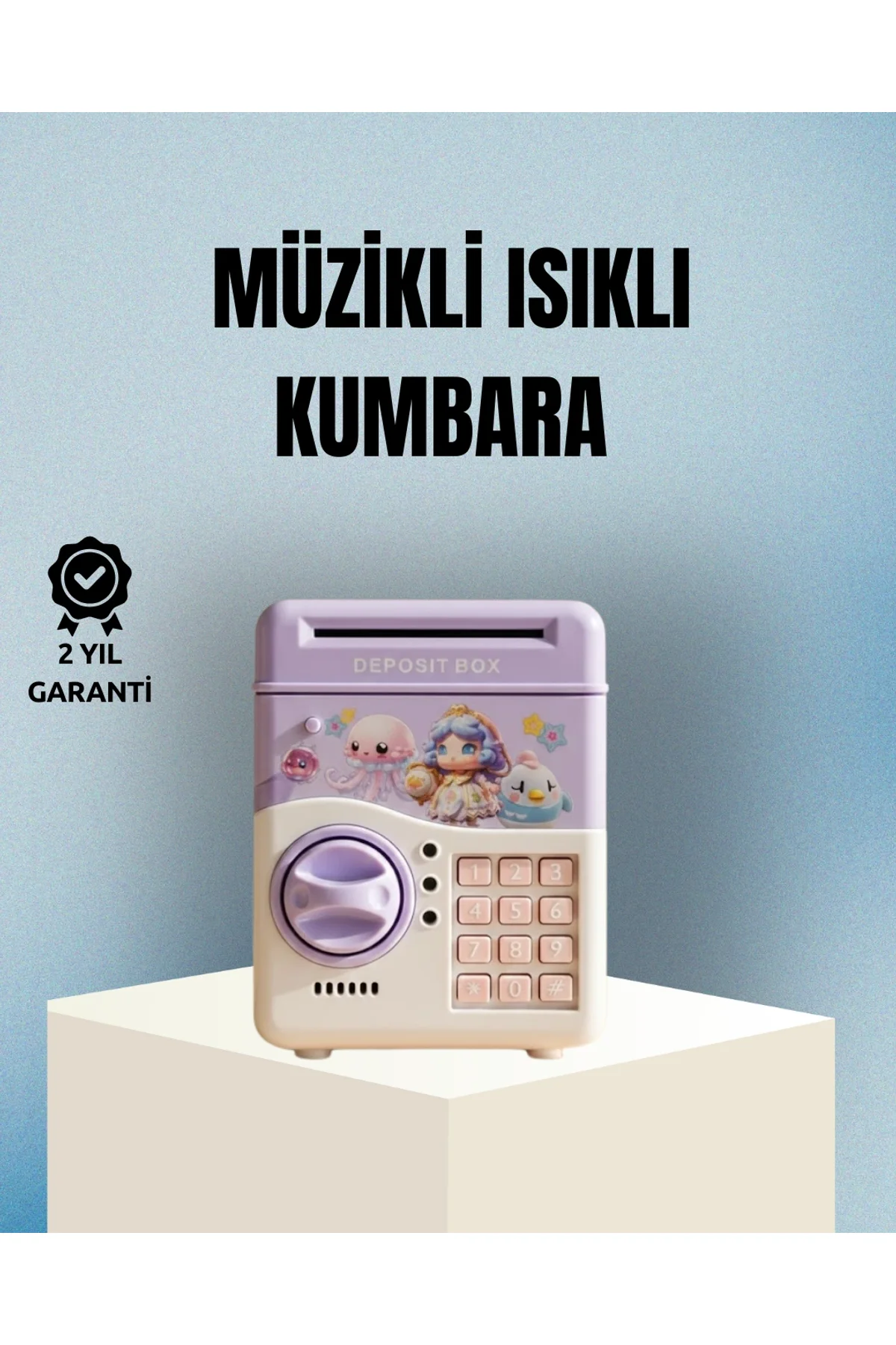 Işıklı Sesli Şifreli Otomatik Para Çeken Kumbara Mor
