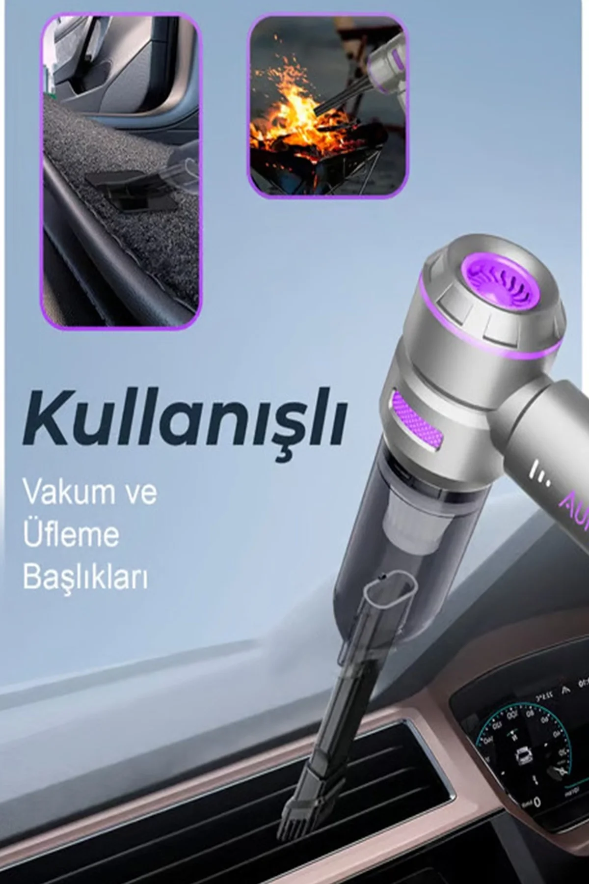Kablosuz Taşınabilir Araç İçi El Süpürgesi 17000pa Güçlü Vakum 4’ü 1 Arada Çok Amaçlı Temizlik - Just Cheap Store Görsel 5