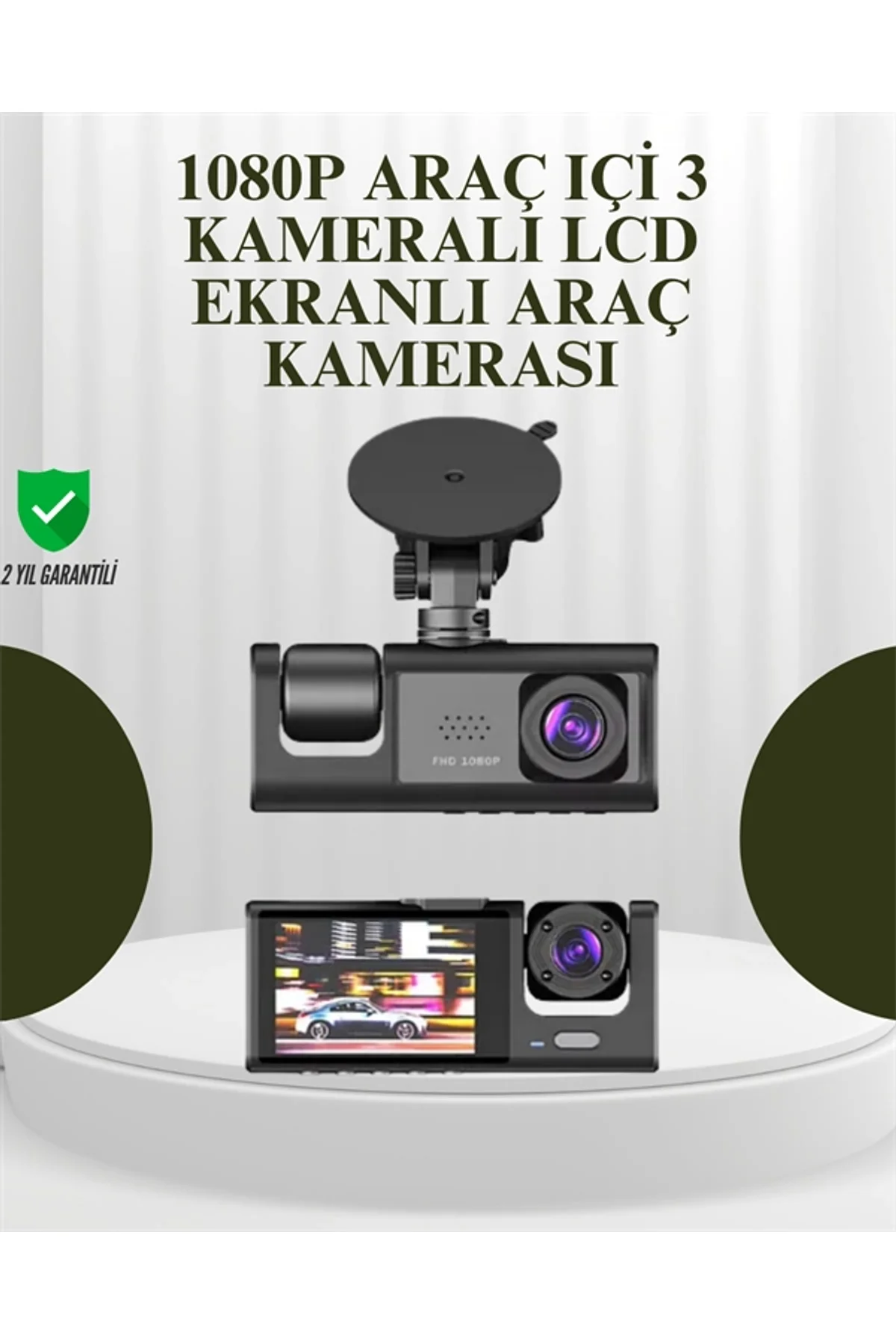 G-sensörlü 3'lü Kayıtlı Araç Kamerası