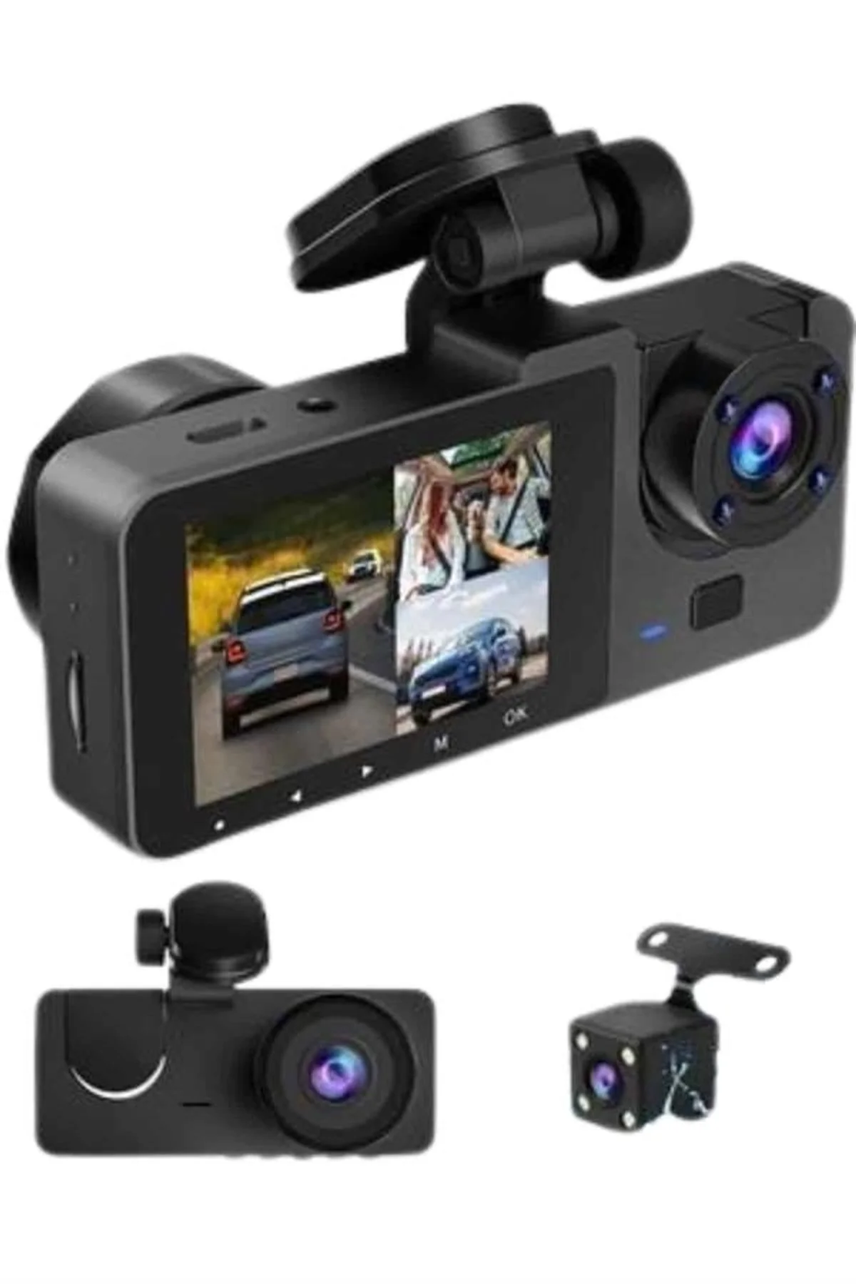 Yol Kayıt Araç Kamerası Hd Dvr 3 Kameralı 2.0in Ekranlı Ön İç Arka - Just Cheap Store Görsel 5