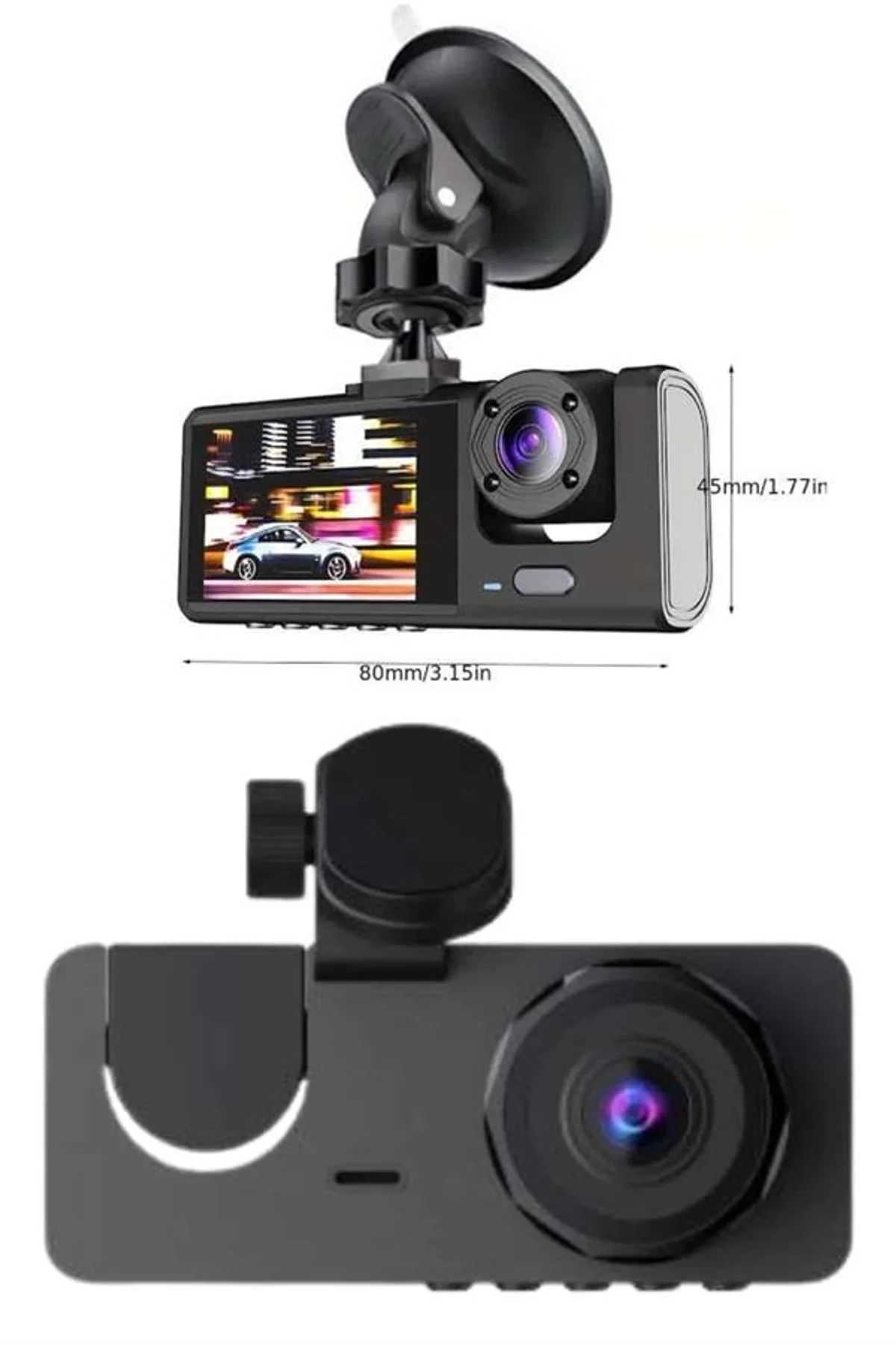 Yol Kayıt Araç Kamerası Hd Dvr 3 Kameralı 2.0in Ekranlı Ön İç Arka - Just Cheap Store Görsel 3
