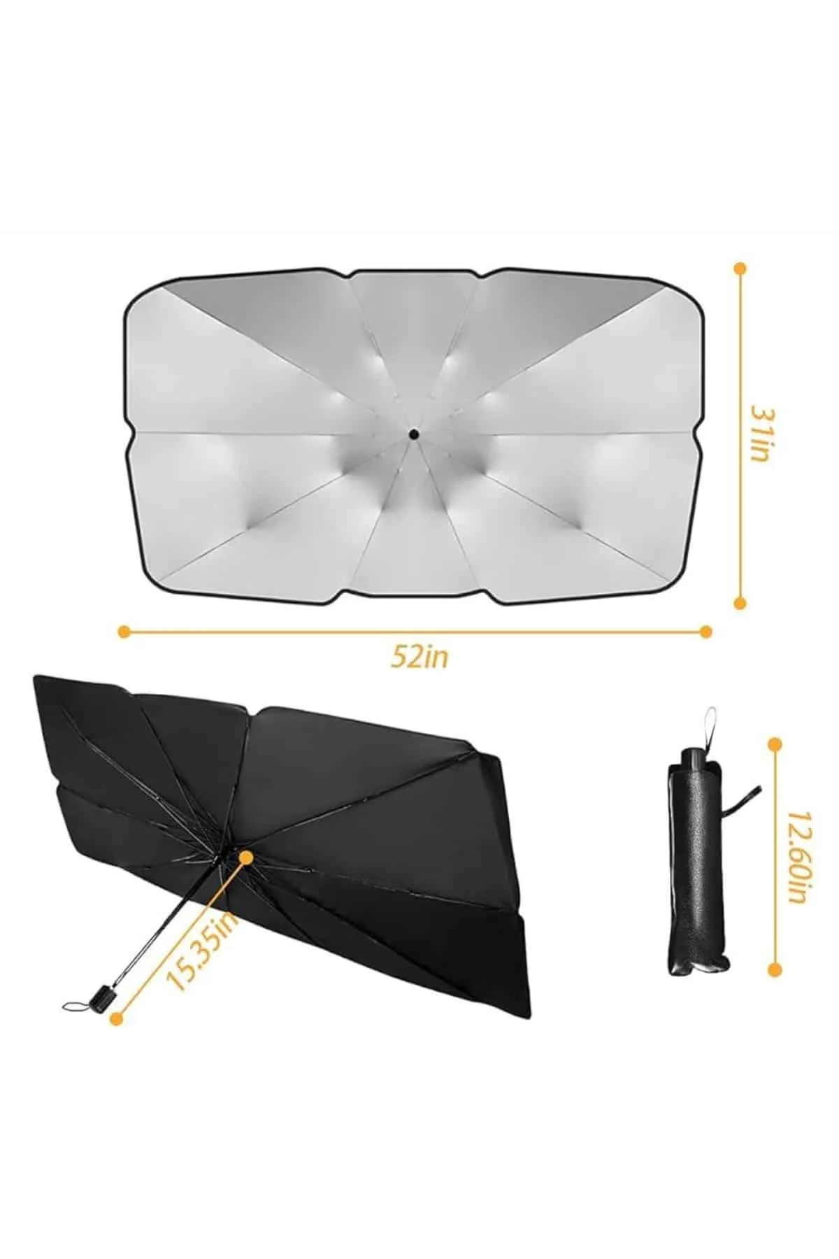 Yeni Nesil Tüm Araç Modellerine Uygun Oto Şemsiye Katlanabilir Uv Işınlarına Karşı - Just Cheap Store Görsel 5