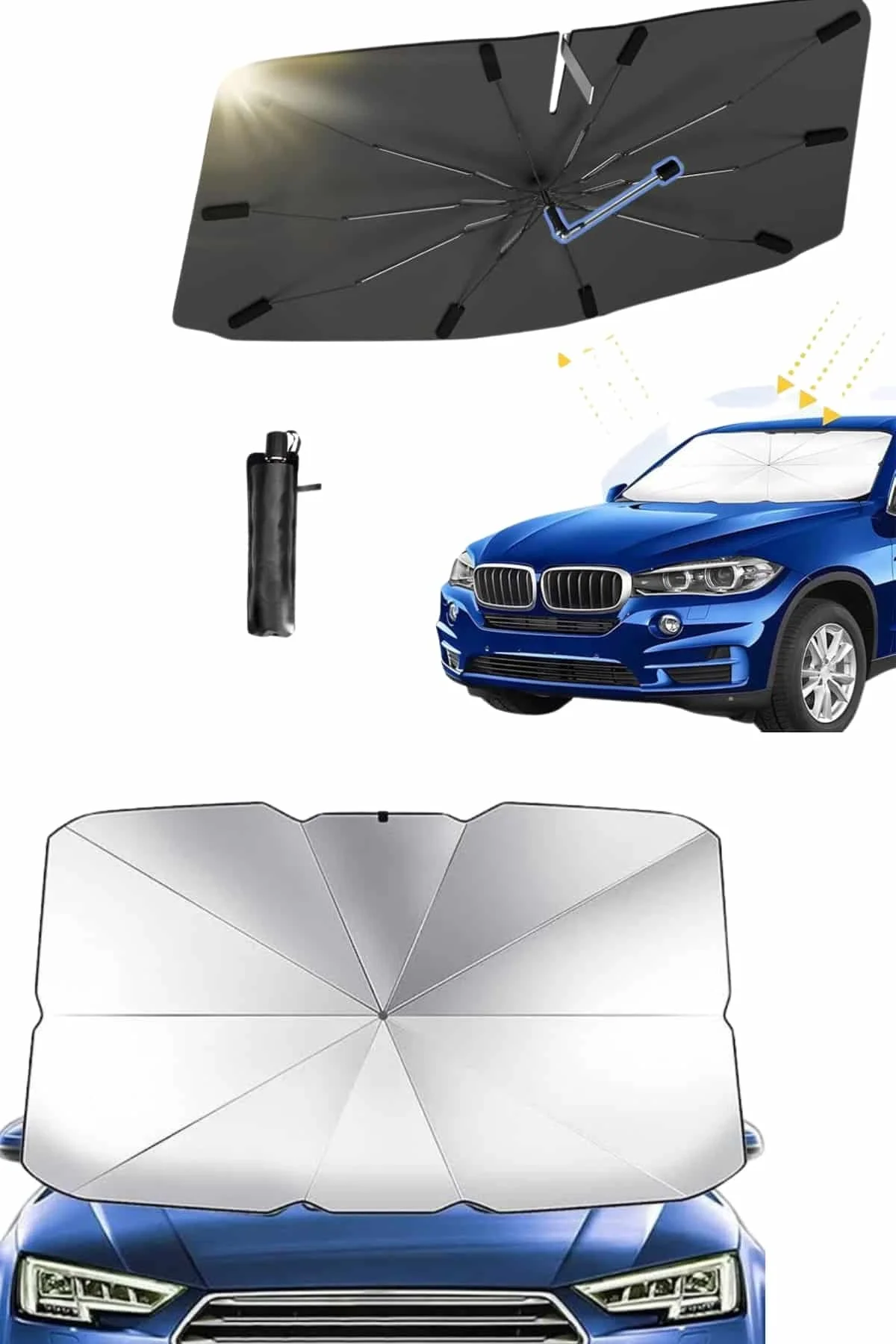Yeni Nesil Tüm Araç Modellerine Uygun Oto Şemsiye Katlanabilir Uv Işınlarına Karşı - Just Cheap Store Görsel 4