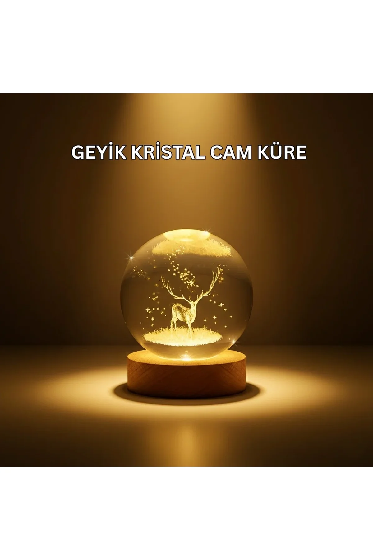 Usb Bağlantılı Geyik Temalı Kristal Küre Premium Masa Gece Lambası - Just Cheap Store Görsel 2
