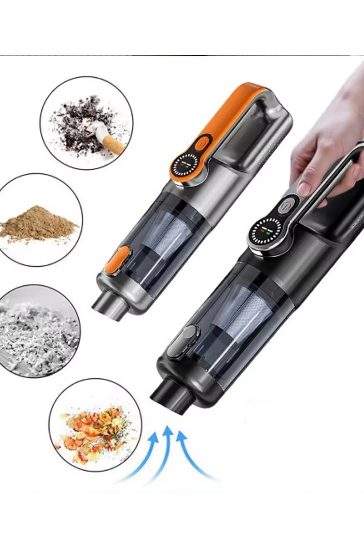Işıklı Araç Süpürgesi Kablosuz 22.000 Pascal Çekim Gücü Vakum Ve Üfleme 2in1 10başlık Metal Filtreli - Just Cheap Store Görsel 5