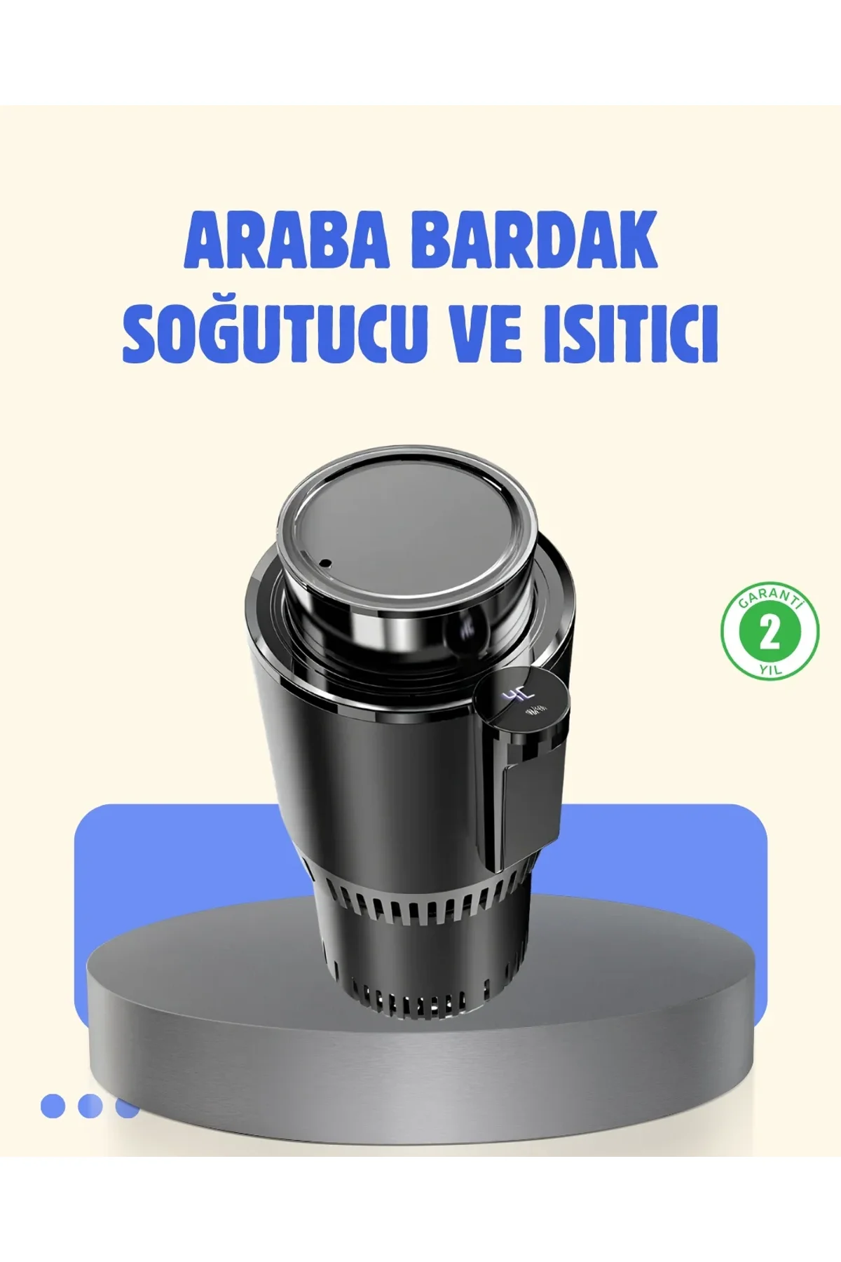 Araç İçi Akıllı Bardaklık Isıtıcı Soğutucu Dijital Ekranlı - Just Cheap Store Görsel 2