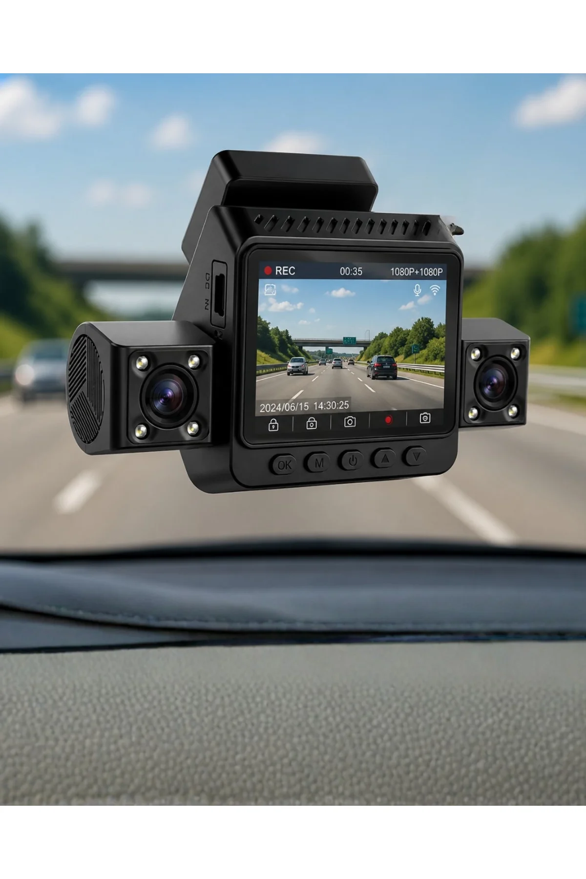 Araç Ön Arka İç Kamera Sistemi Full Hd Hareket Sensörlü Kayıt Cihazı
