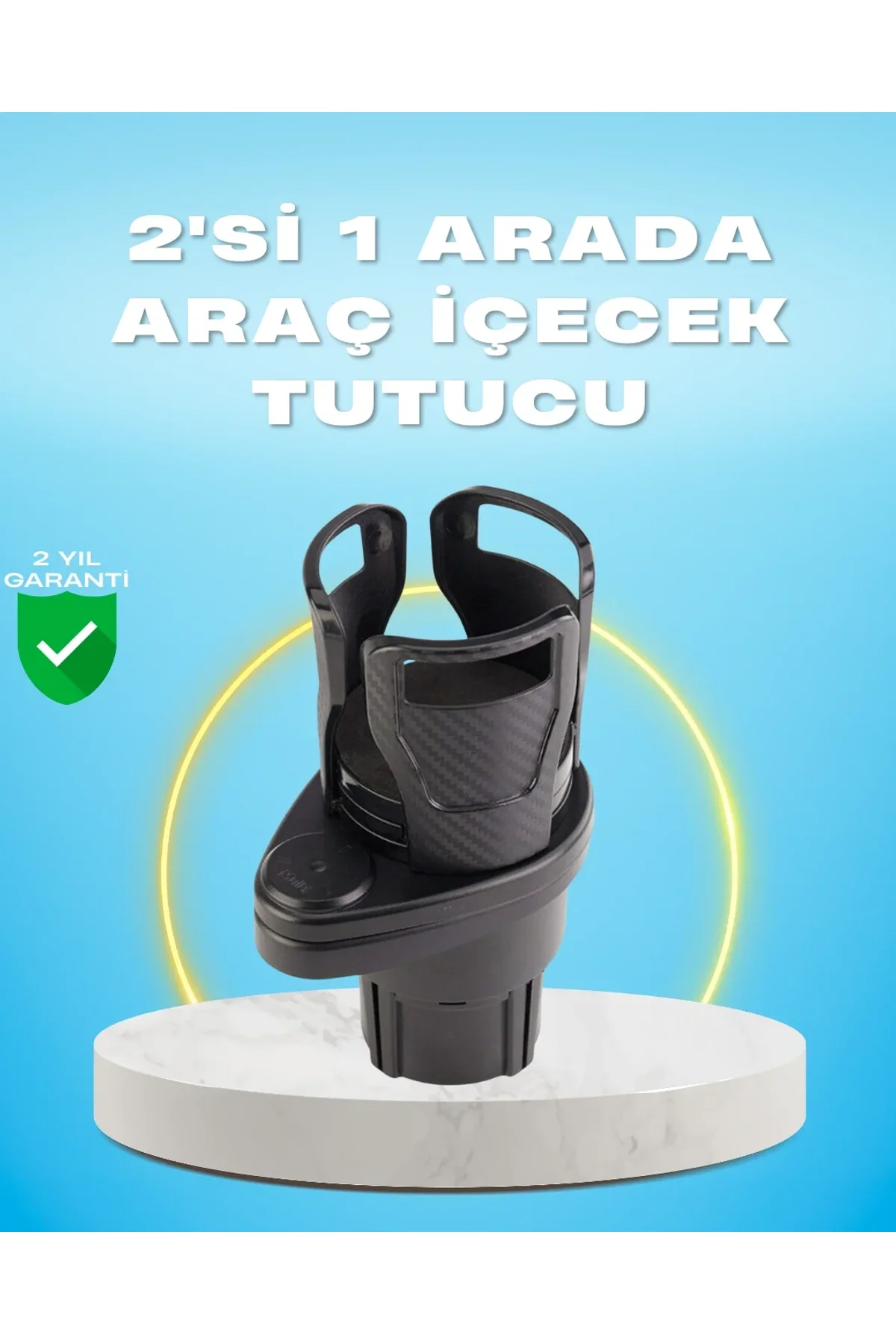 Çiftli Araba Bardak Tutucu Karbon Fiber Görünümlü 360° Ayarlı - Just Cheap Store Görsel 2