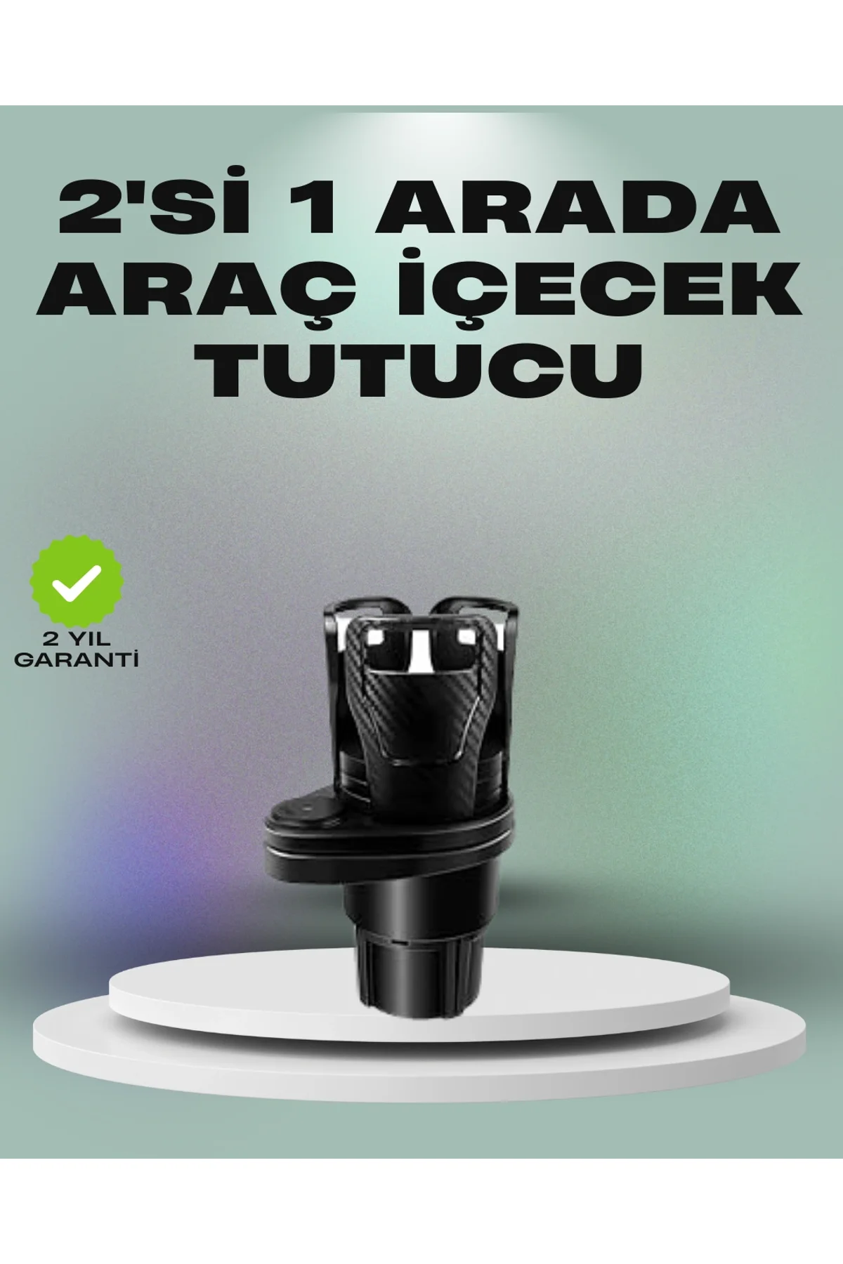 Araba Çift Bardak Tutucu 360° Dönebilen İkisi Bir Arada Ayarlanabilir