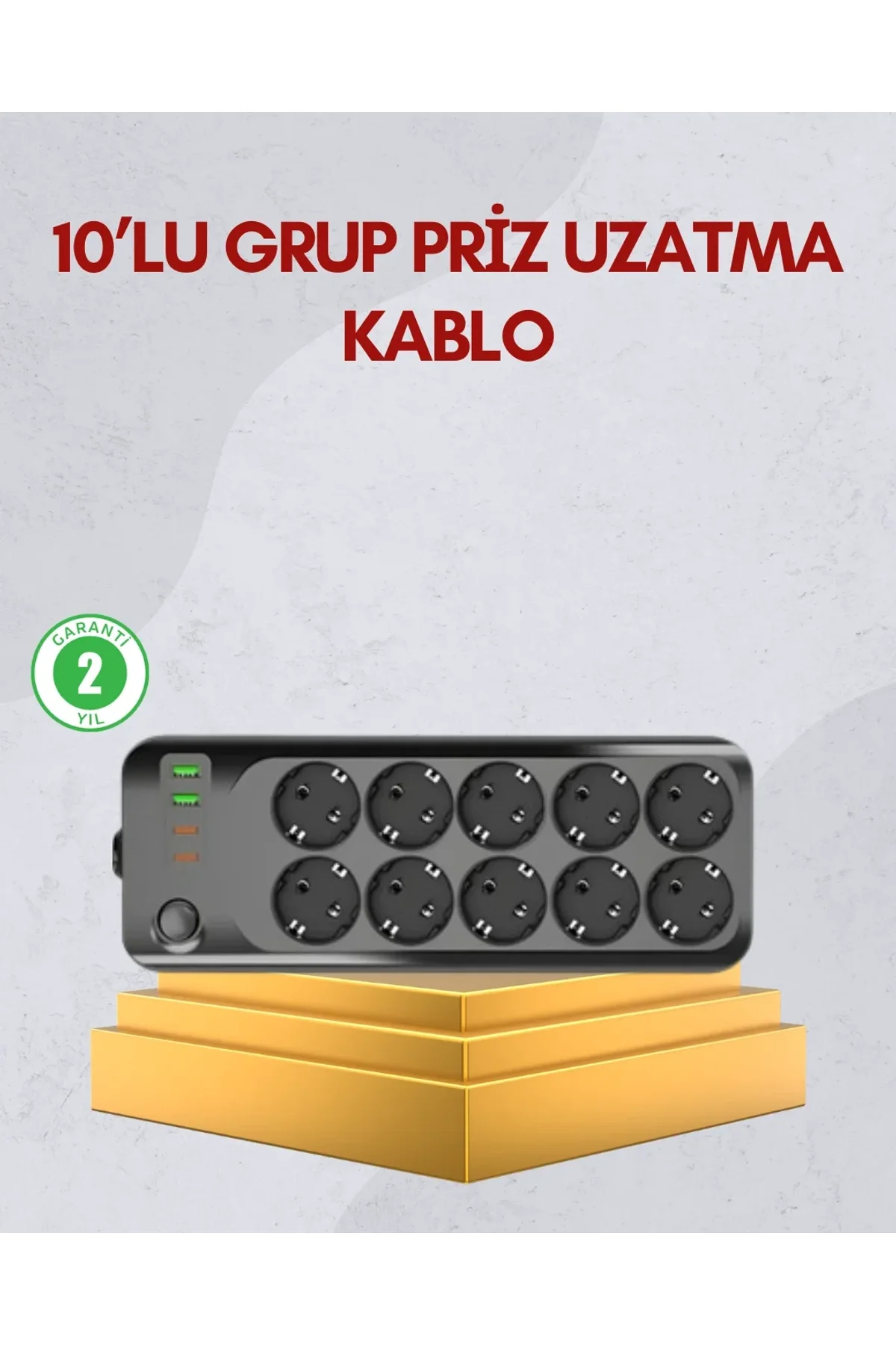 10 Prizli Uzatma Kablosu Termal Koruma Usb Type-c Hızlı Şarj 2500w - Just Cheap Store Görsel 2