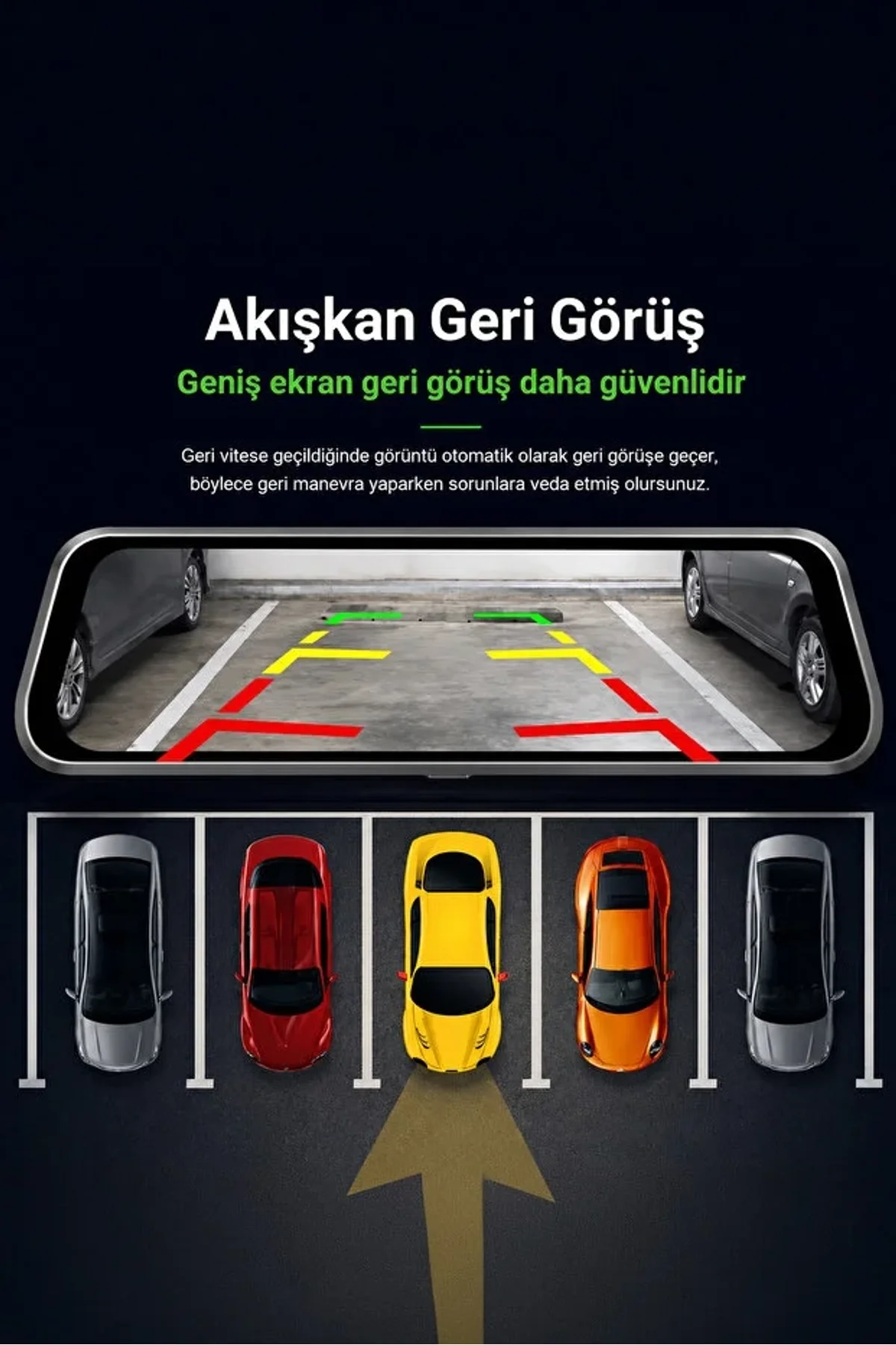 2k Ekran Tam Dokunmatik 9.66” Dikiz Ayna Araç Içi Kamera (1080p Arka) - Just Cheap Store Görsel 3