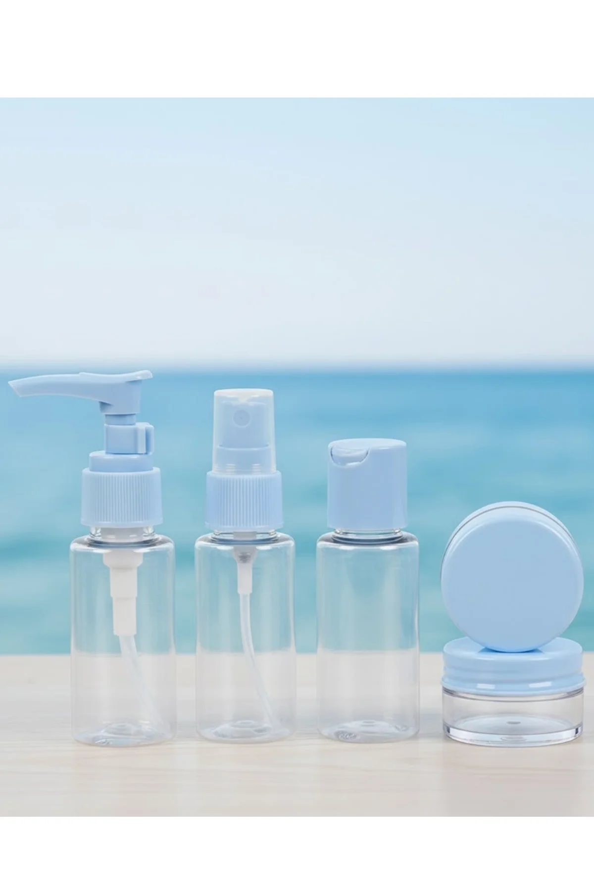 5’li Seyahat Dolum Şişe Seti 30 Ml Şeffaf Taşıma Çantalı