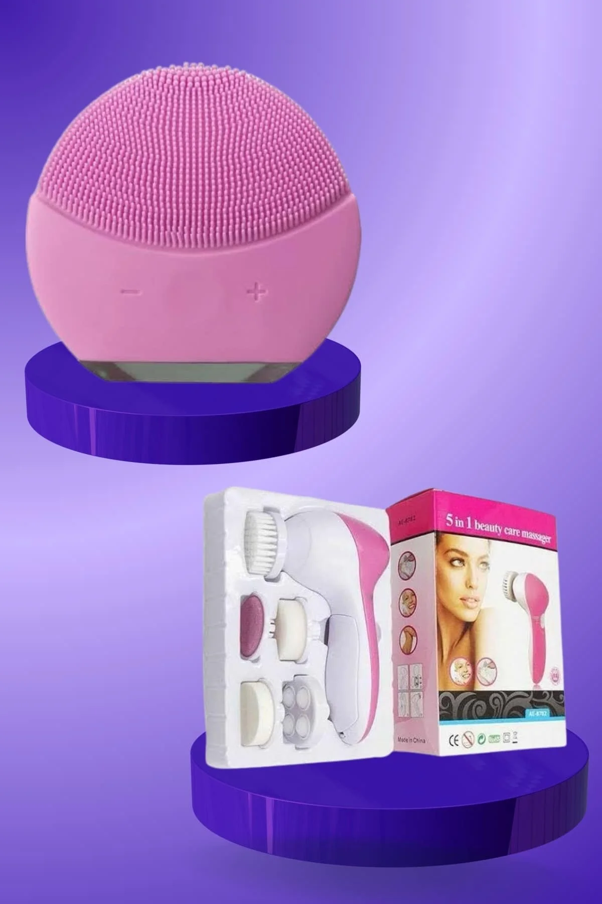 İkili Cilt Bakım Seti 5 Başlıklı Yüz Temizleme Ve Masaj Aleti Canlandırıcı Ve Onarıcı - Just Cheap Store Görsel 2