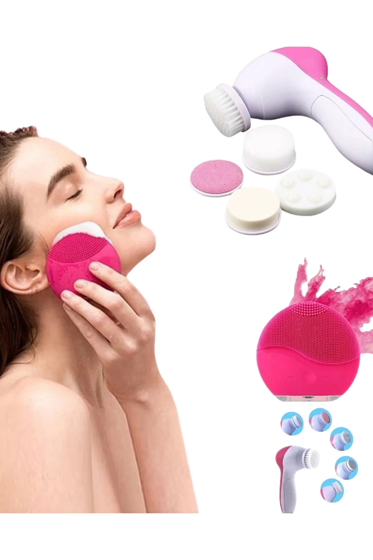 İkili Cilt Bakım Seti 5 Başlıklı Yüz Temizleme Ve Masaj Aleti Canlandırıcı Ve Onarıcı - Just Cheap Store Görsel 4