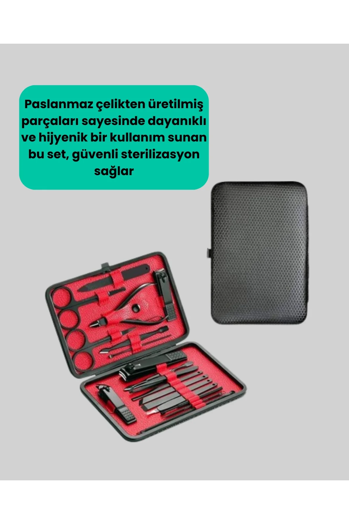 Paslanmaz Çelik 17 Parça Manikür Pedikür Seti Ve Taşınabilir Şık Çanta - Just Cheap Store Görsel 5
