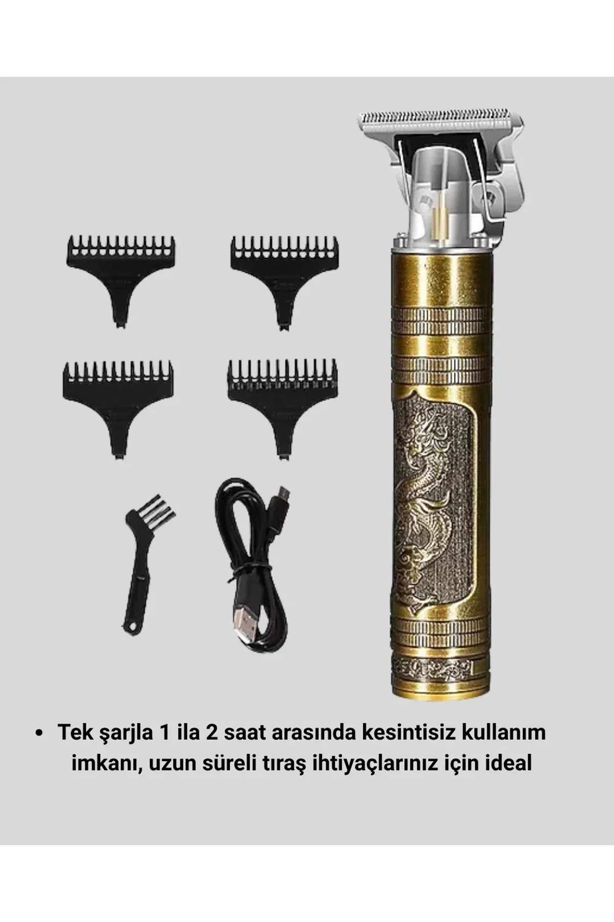 Profesyonel Çizik Tıraş Makinesi – T Çelik Bıçaklı, 120 Dakika Şarjlı Kullanım, 3 Başlıklı - Just Cheap Store Görsel 5