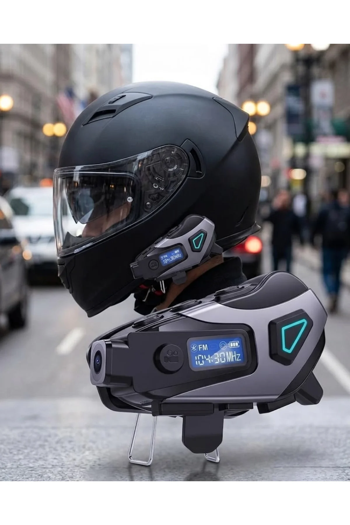 Motosiklet Kask Bluetooth Kulaklık Uzun Pil Ömrü Kamera Ve Sesli Komut Destekli