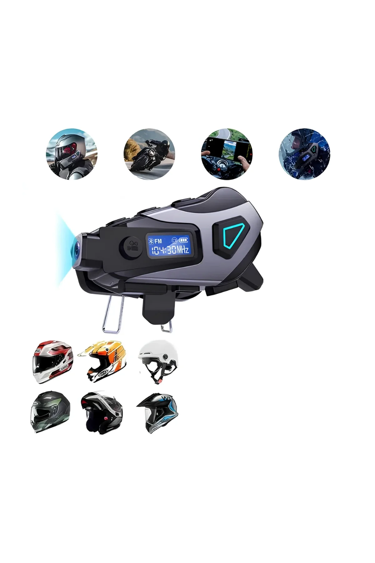 Motosiklet Kask Bluetooth Kulaklık Uzun Pil Ömrü Kamera Ve Sesli Komut Destekli - Just Cheap Store Görsel 3