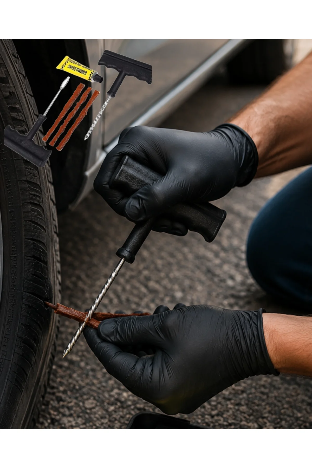 6 Parça Lastik Tamir Kiti Araç Ve Motosiklet İçin Acil Yol Seti