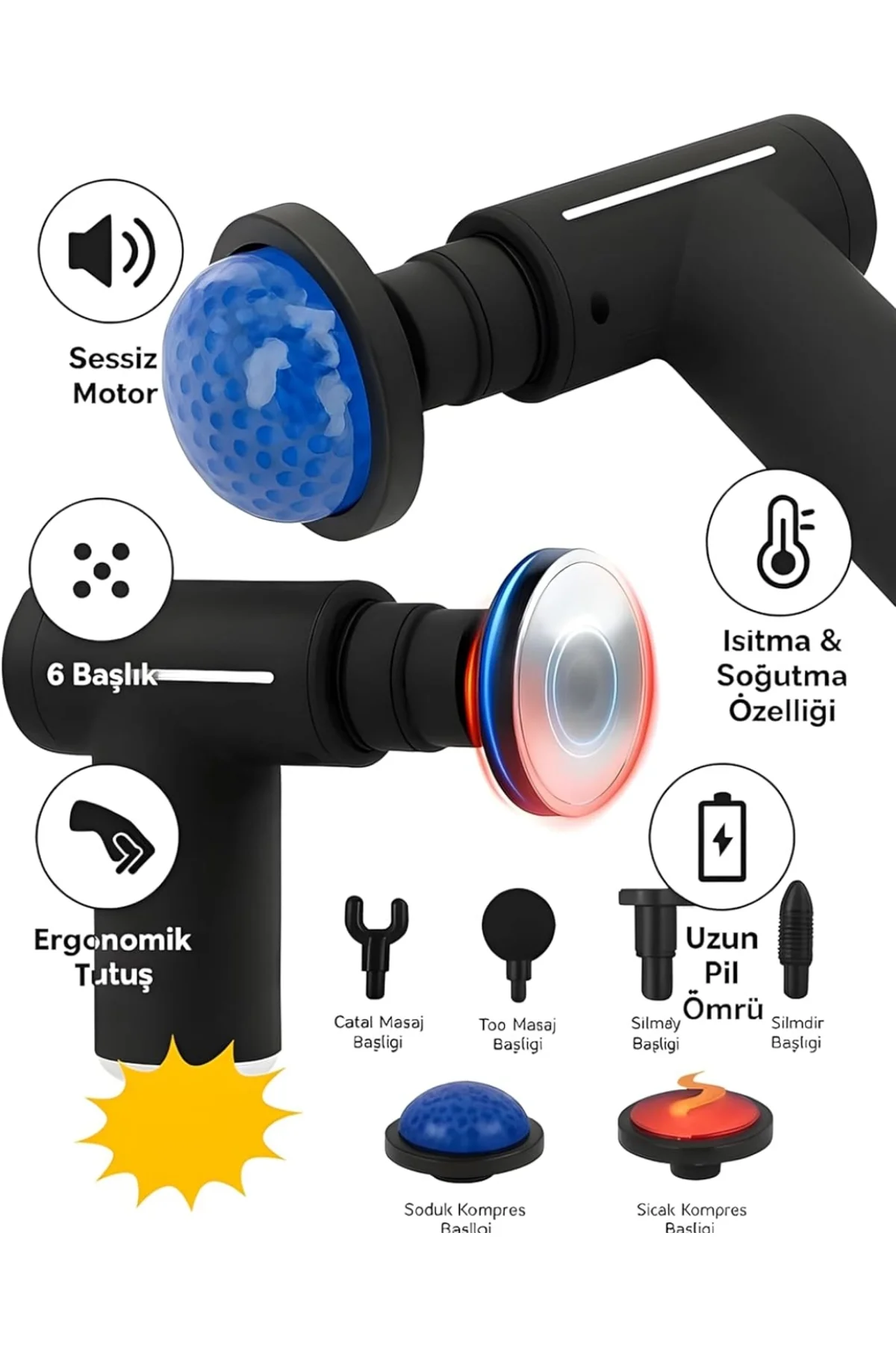 Sıcak Soğuk Terapili Masaj Tabancası 3200 Rpm Şarjlı Kas Masaj Cihazı - Just Cheap Store Görsel 5