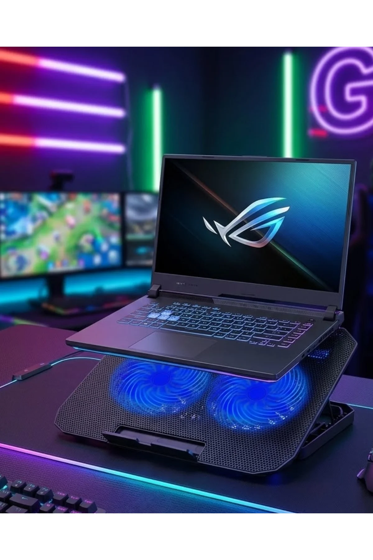 Çift Fanlı Laptop Soğutucu Stand 17 İnç Uyumlu 8 Kademeli Ayarlı Usb Girişli