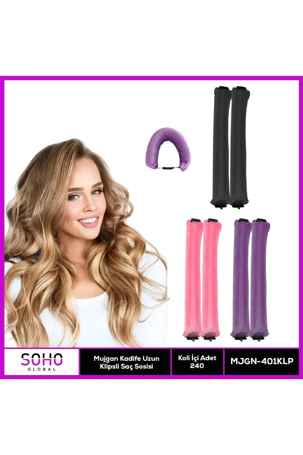 Kadife Uzun Klipsli Saç Bigudi Set - Just Cheap Store Görsel 2
