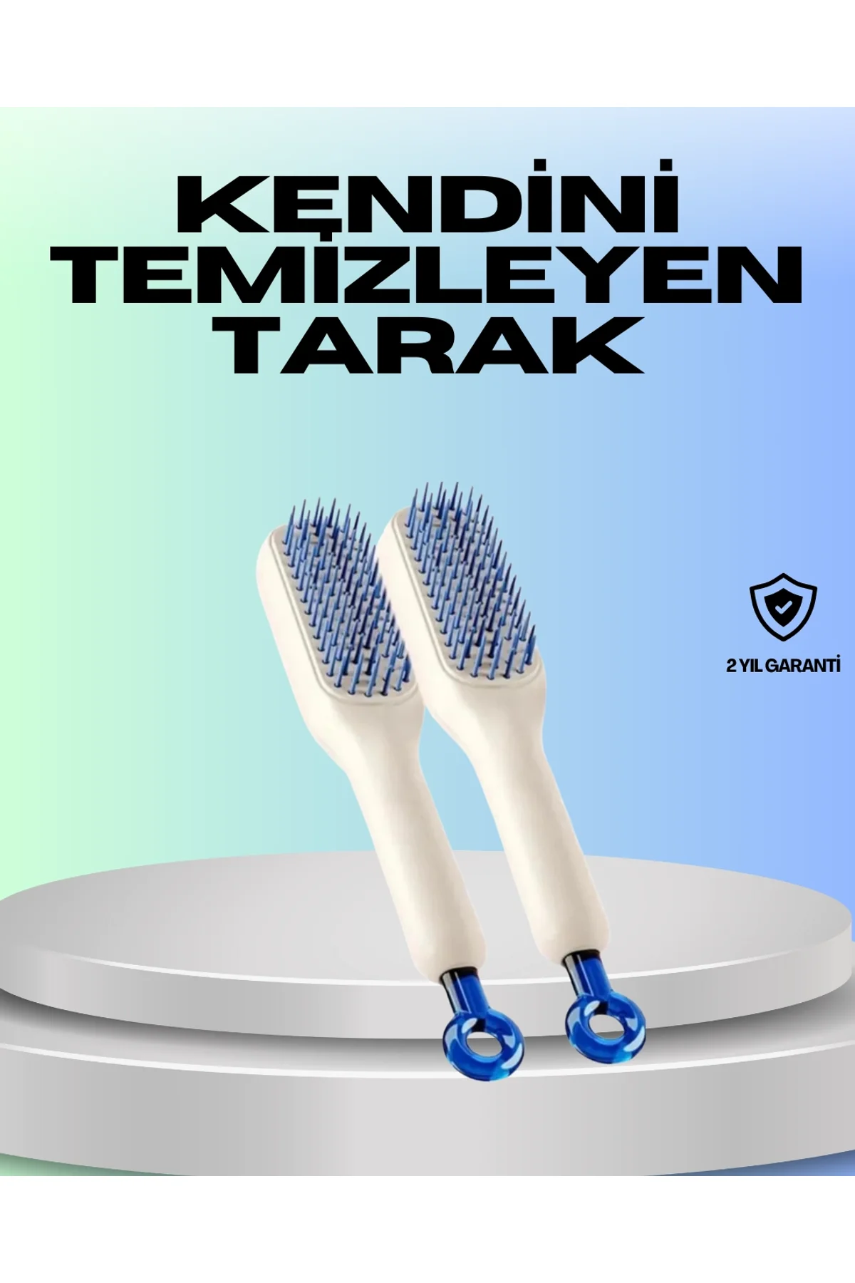 Kendini Temizleyen Ergonomik Saç Tarağı – Abs Gövde, Silikon Diş