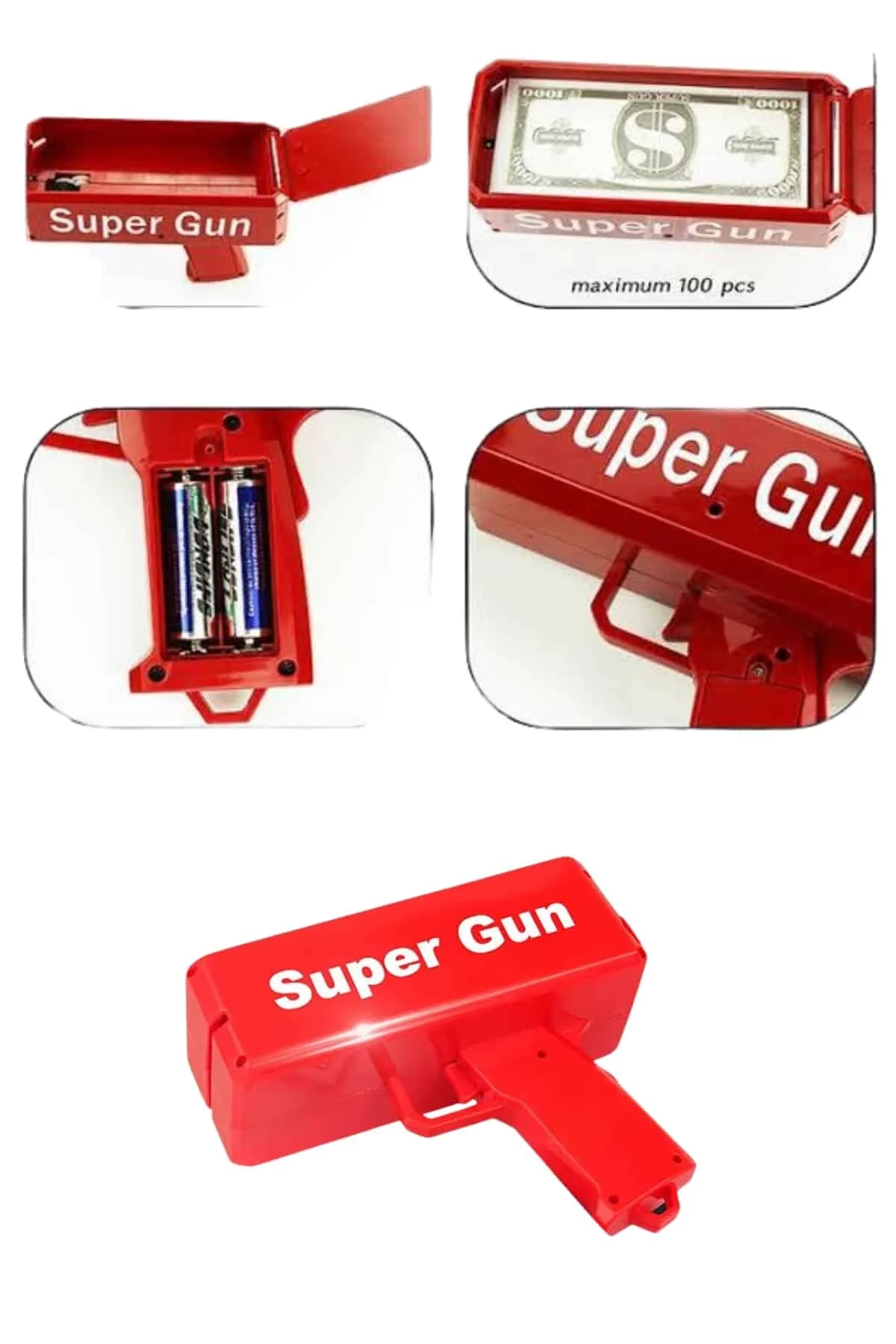 Çocuklara Özel Eğlenceli Para Saçma Makinası Parti Oyuncağı Kırmızı - Just Cheap Store Görsel 3