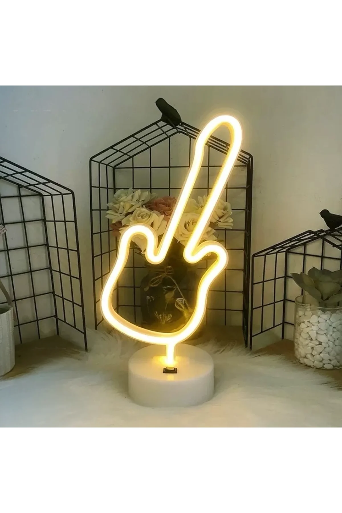 Neon Gitar Masa Lambası Pil+usb