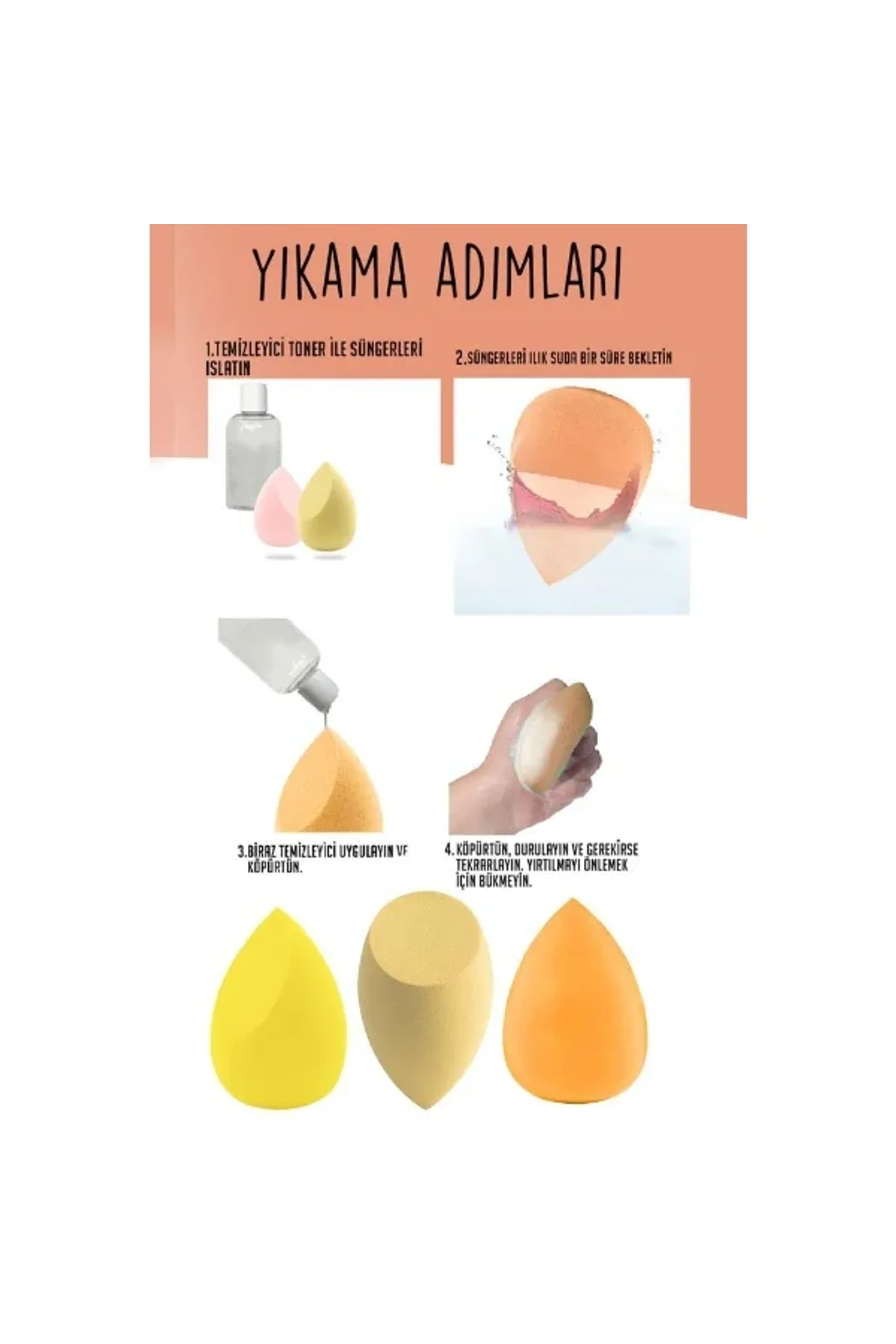 4'lü Kapaklı Armut Makyaj Süngeri Seti - Just Cheap Store Görsel 4