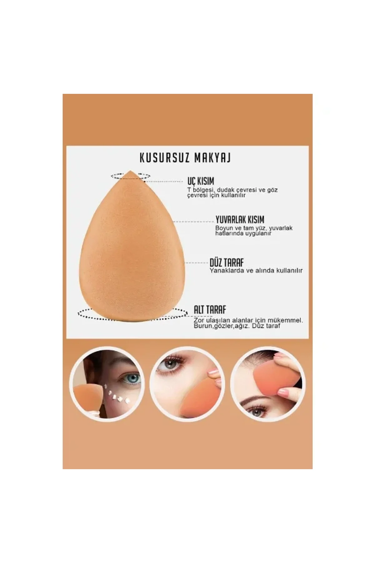 4'lü Kapaklı Armut Makyaj Süngeri Seti - Just Cheap Store Görsel 3