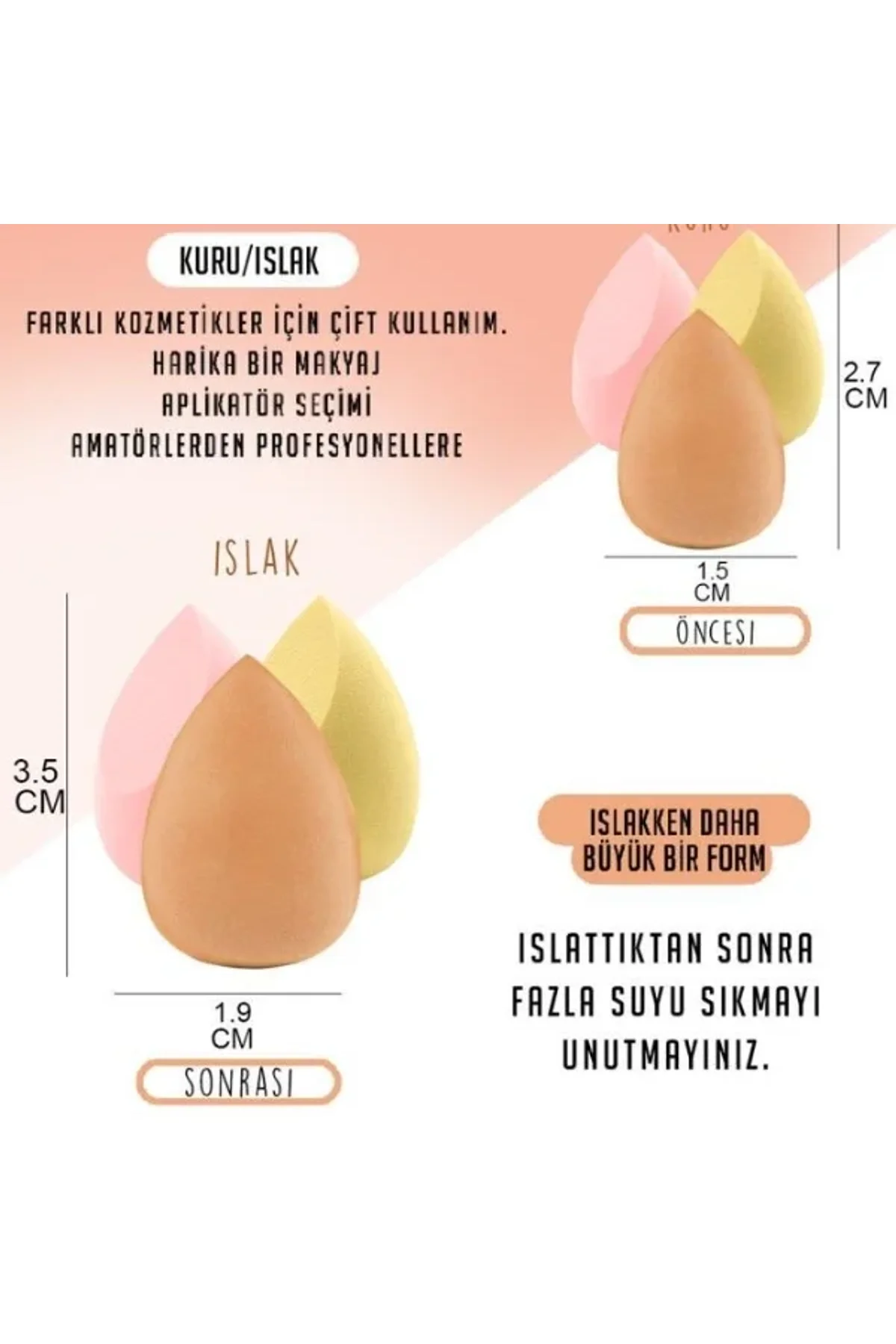 4'lü Kapaklı Armut Makyaj Süngeri Seti - Just Cheap Store Görsel 5