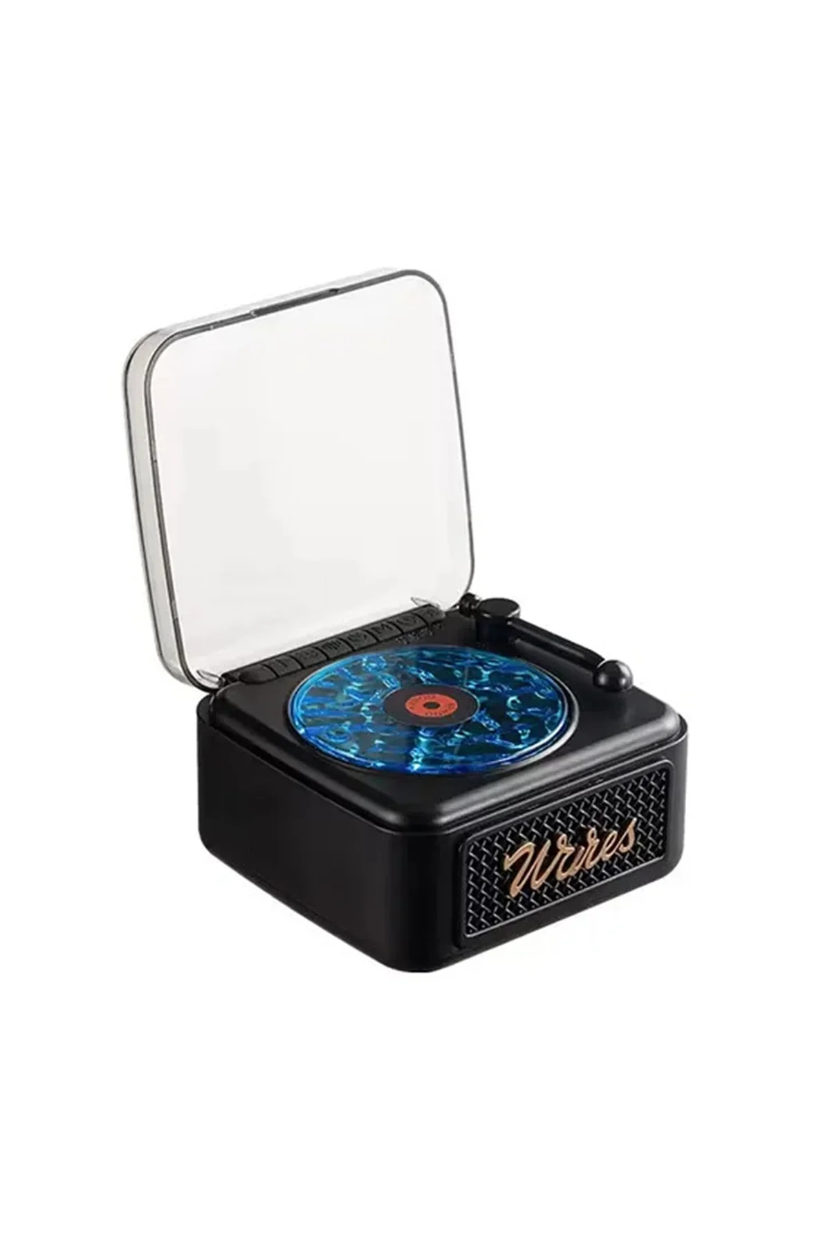 Nostalji Mini Plak Görünümlü Radyolu Bluetooth Hoparlör 3d Ses Dalgası Retro Müzik Plak Siyah - Just Cheap Store Görsel 2