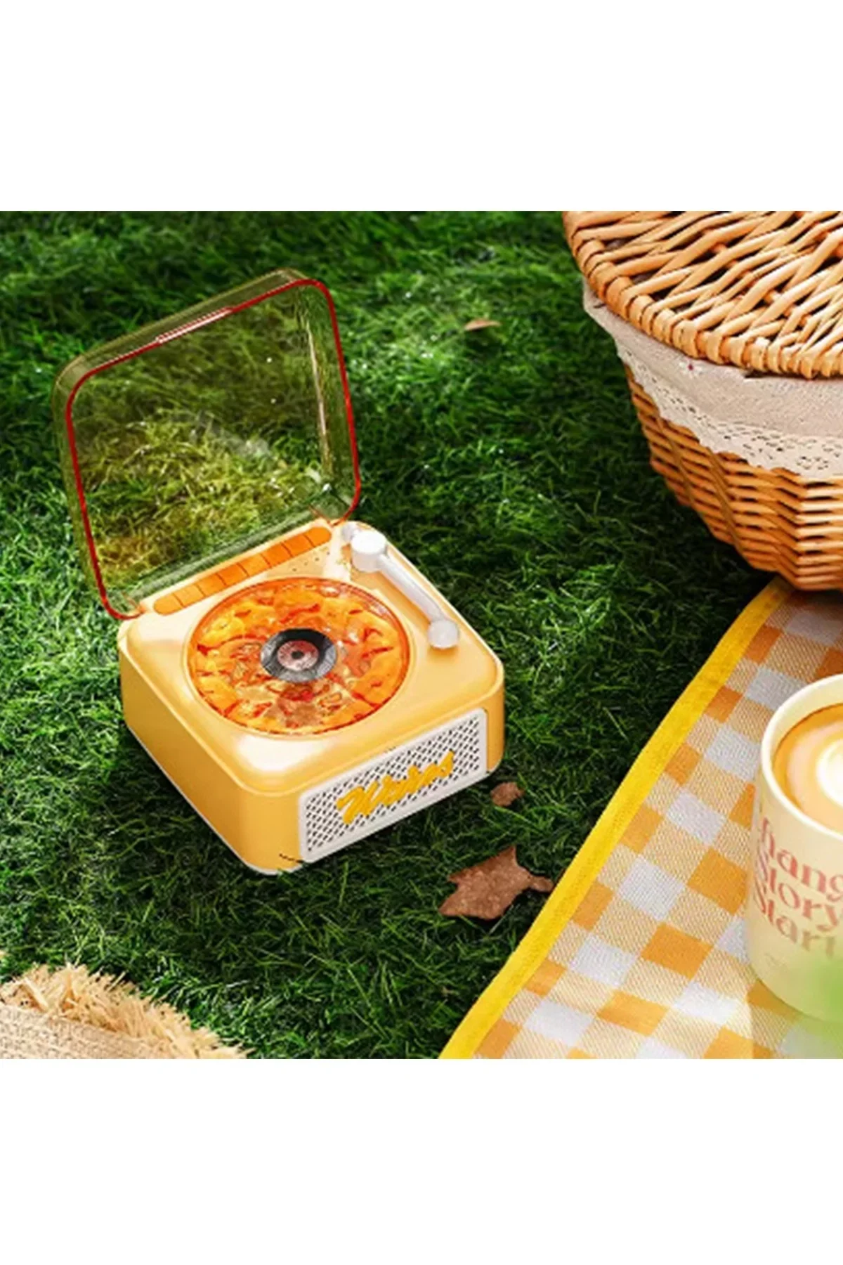 Nostalji Mini Plak Görünümlü Radyolu Bluetooth Hoparlör 3d Ses Dalgası Retro Müzik Plak Sarı - Just Cheap Store Görsel 5