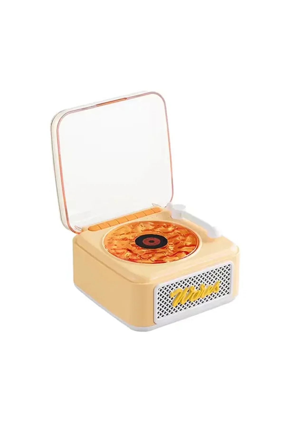Nostalji Mini Plak Görünümlü Radyolu Bluetooth Hoparlör 3d Ses Dalgası Retro Müzik Plak Sarı - Just Cheap Store Görsel 2