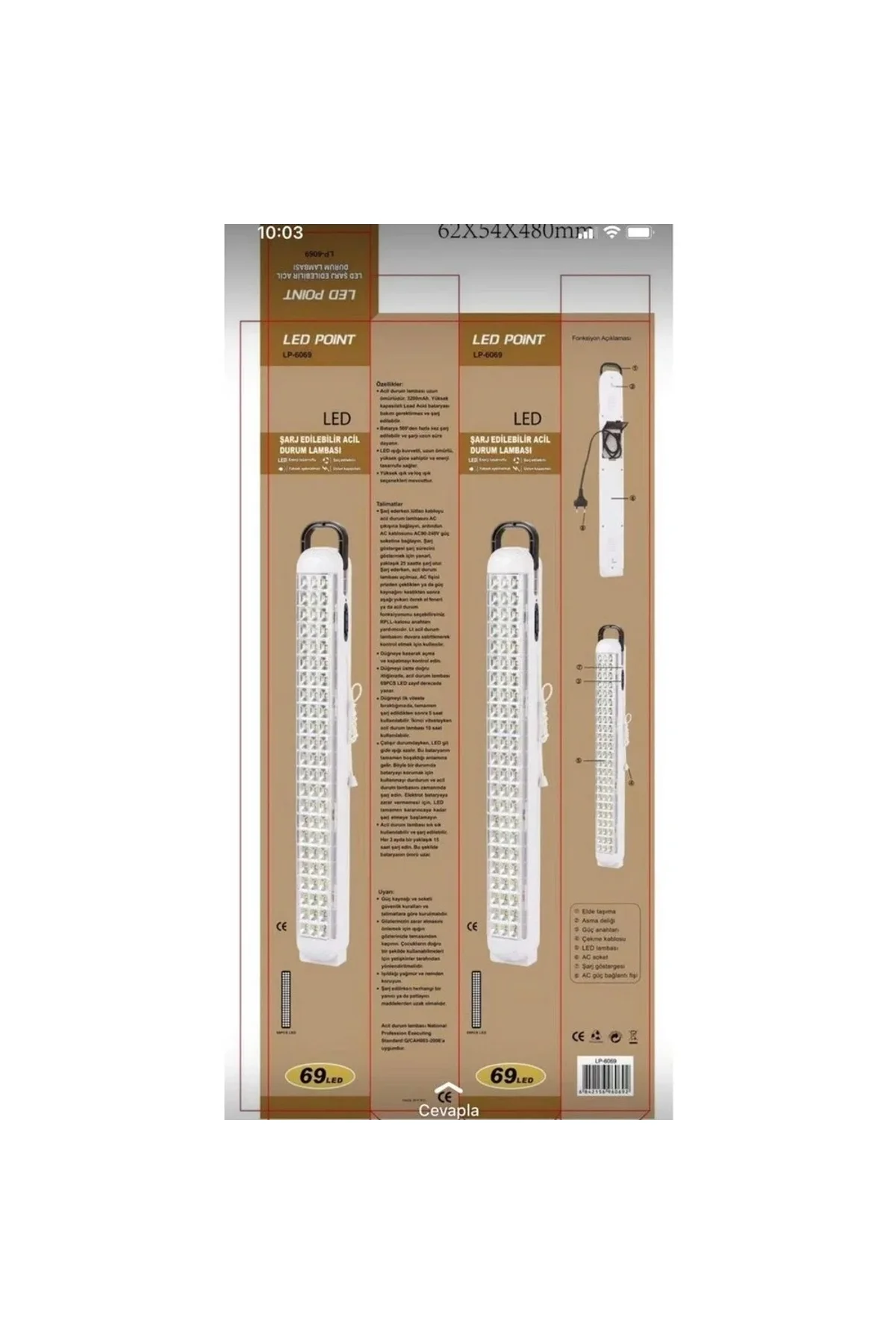 Ledpoint Lp-6069 Akülü 69 Led Şarjlı Işıldak - Just Cheap Store Görsel 2