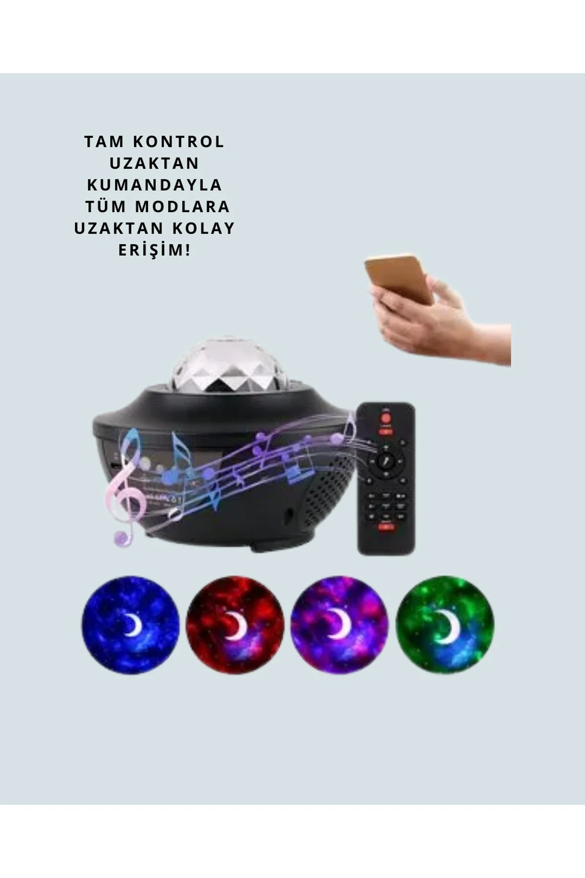 Sesle Etkileşimli Yıldız Projektörlü Gece Lambası – Bluetooth Hoparlörlü, Usb Girişli, Dönen Okyanus - Just Cheap Store Görsel 4