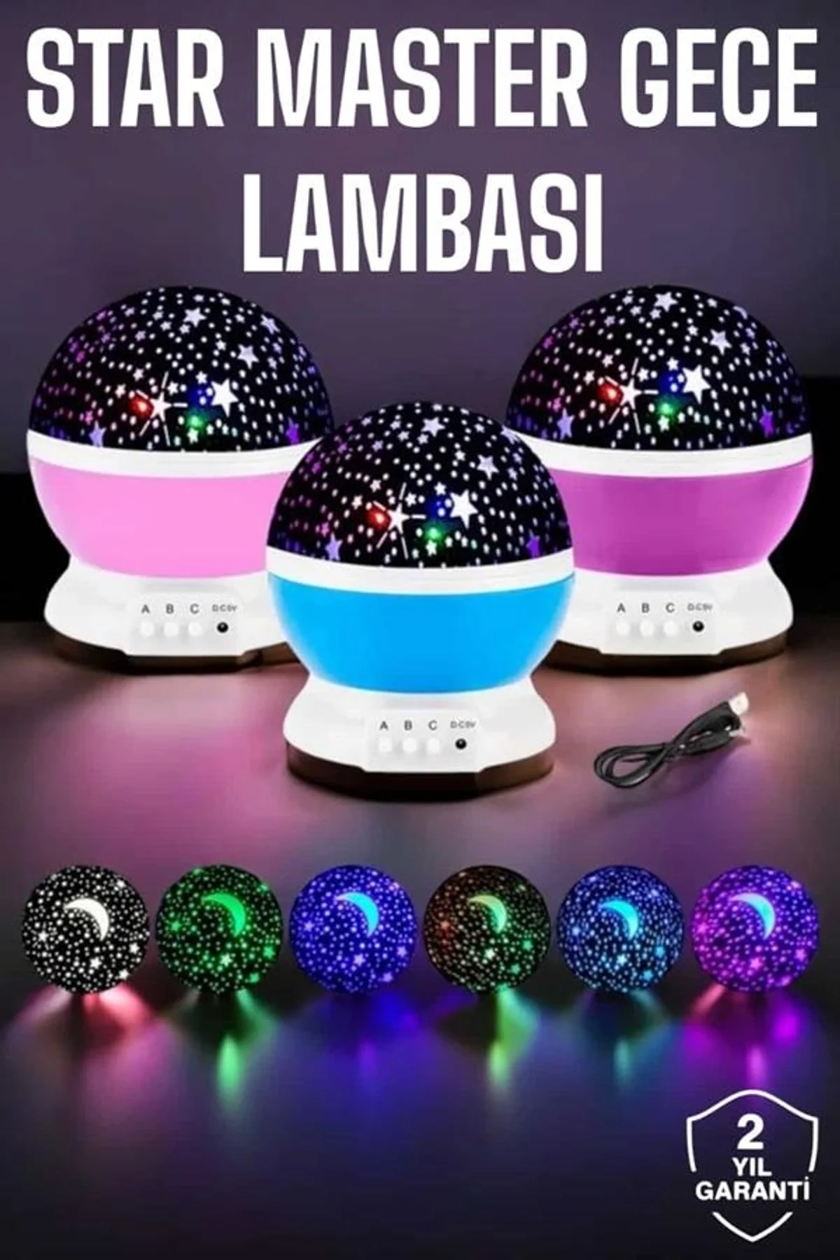 Mavi Ve Mor Işıklı Projeksiyon Lambası - Just Cheap Store Görsel 2