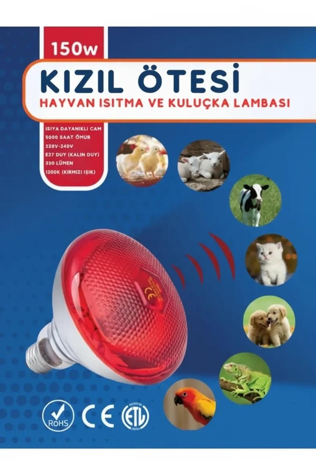 (6 Adet) 150w Kızılötesi Isıtıcılı Hayvan Isıtma Ve Kuluçka Lambası (kırmızı Işık) E27 (kalın Duy) - Just Cheap Store Görsel 5