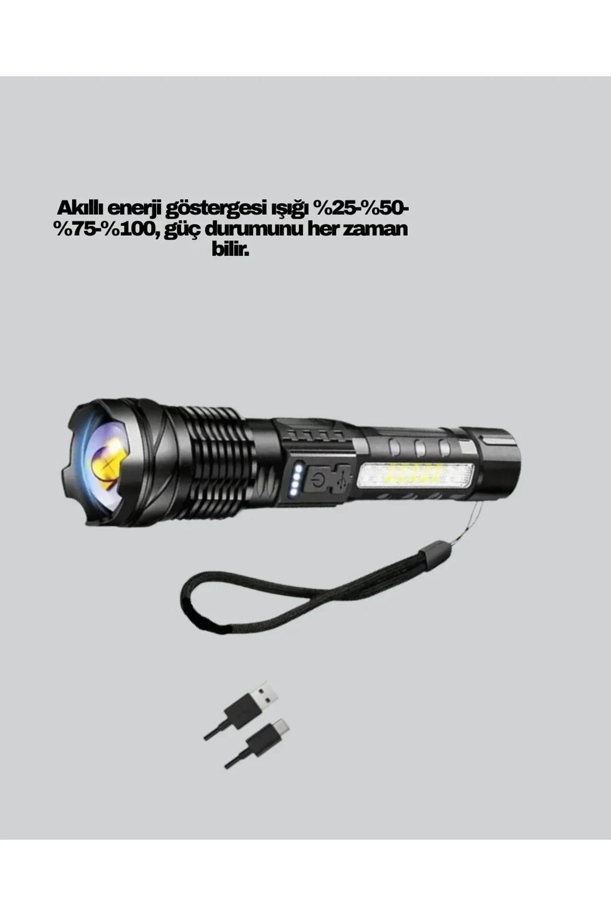 Güçlü Led El Feneri Şarj Edilebilir Çok Modlu - Just Cheap Store Görsel 3