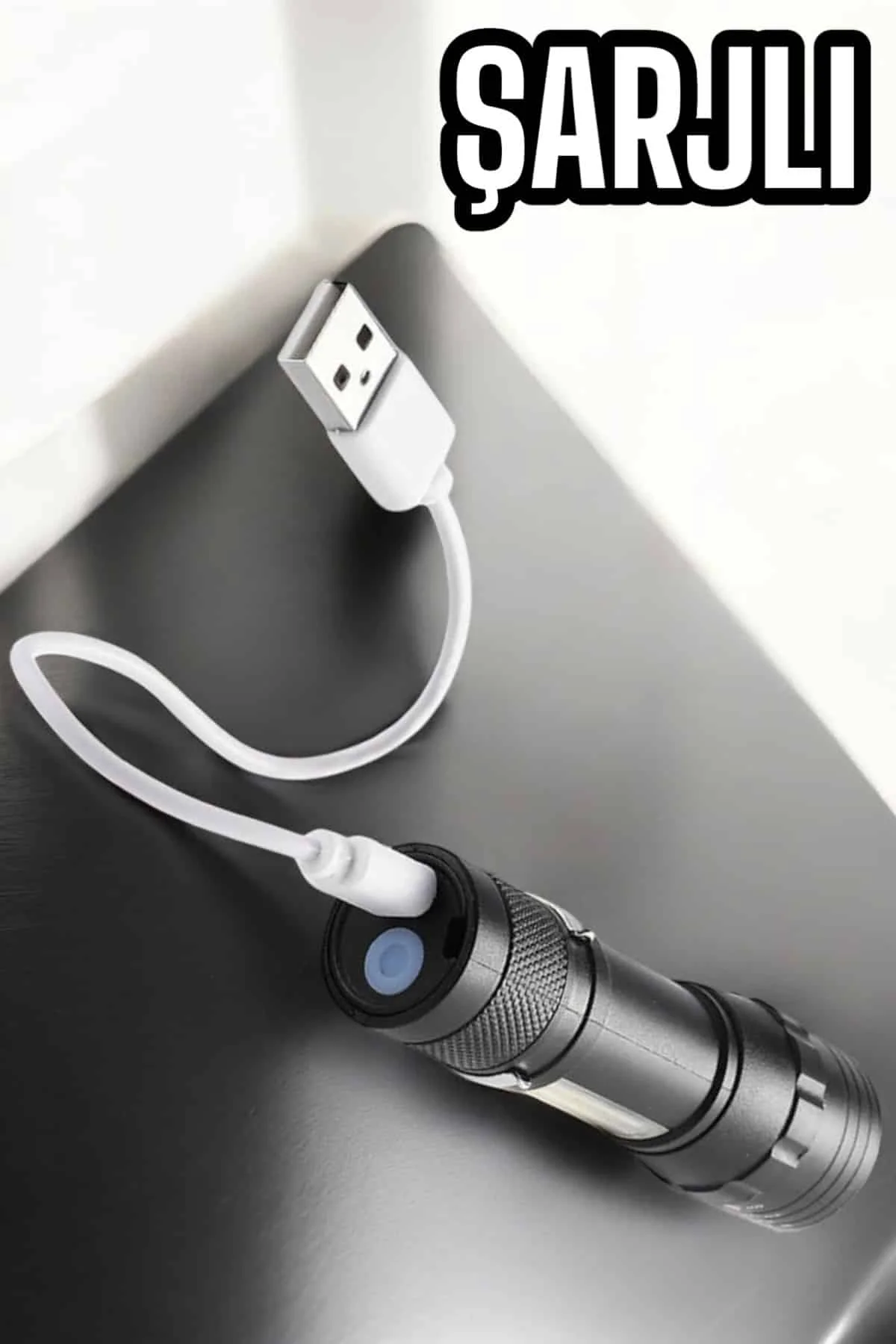 Şarjlı Metal Zoomlu El Feneri Işıldak Led Işık Taşınabilir El Lambası - Just Cheap Store Görsel 4