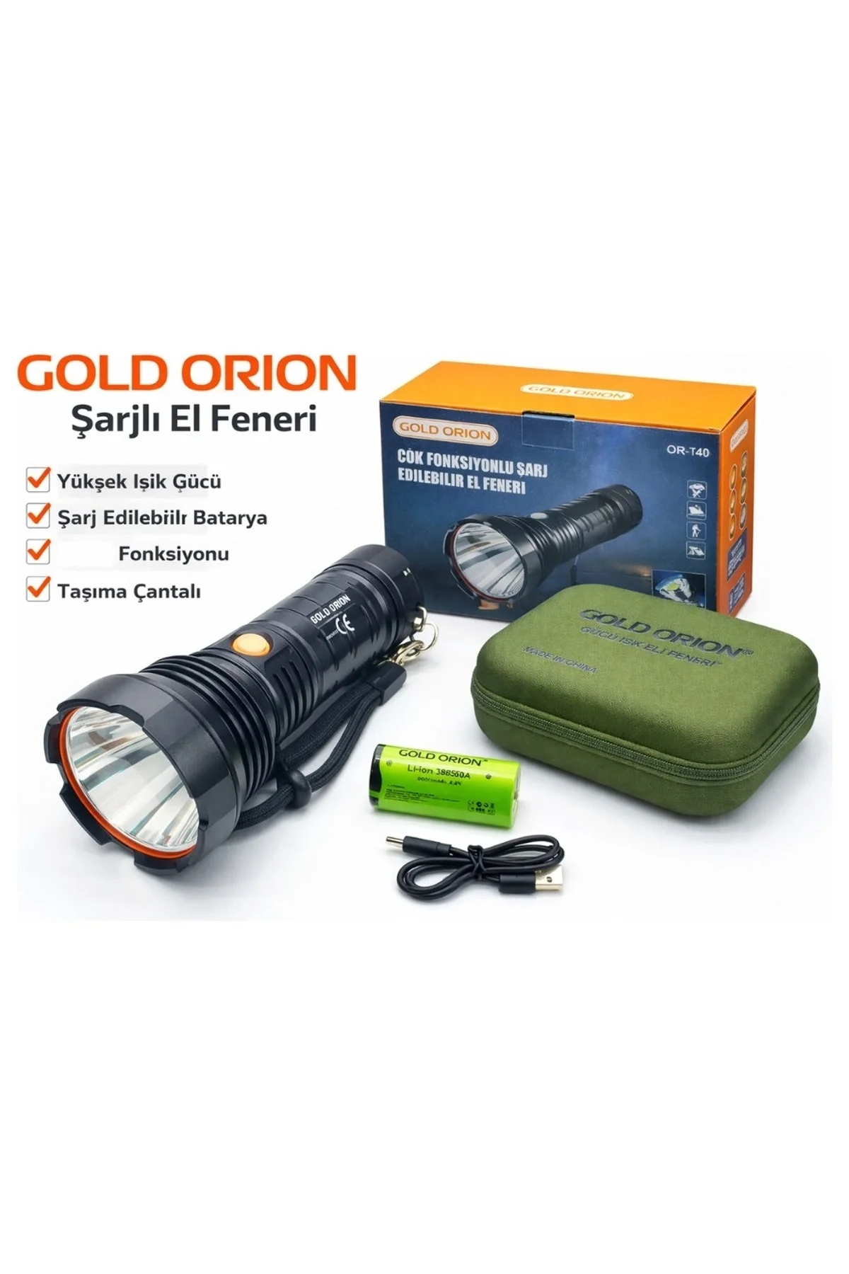 Gold Orion Or-t40 100w 5000 Lümen Led Şarjlı El Feneri - Just Cheap Store Görsel 2