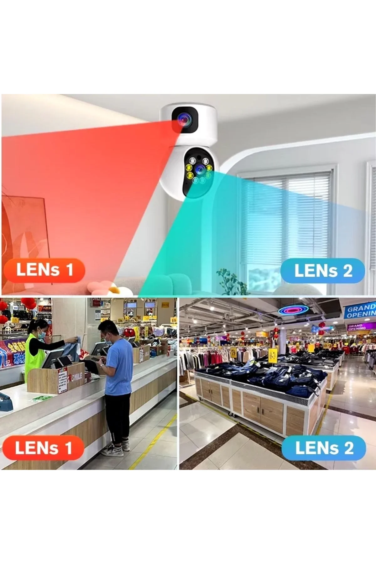 Çift Kameralı Wifi Bağlantılı Gece Görüşlü Ev Tipi Güvenlik Kamerası Yosee - Just Cheap Store Görsel 4