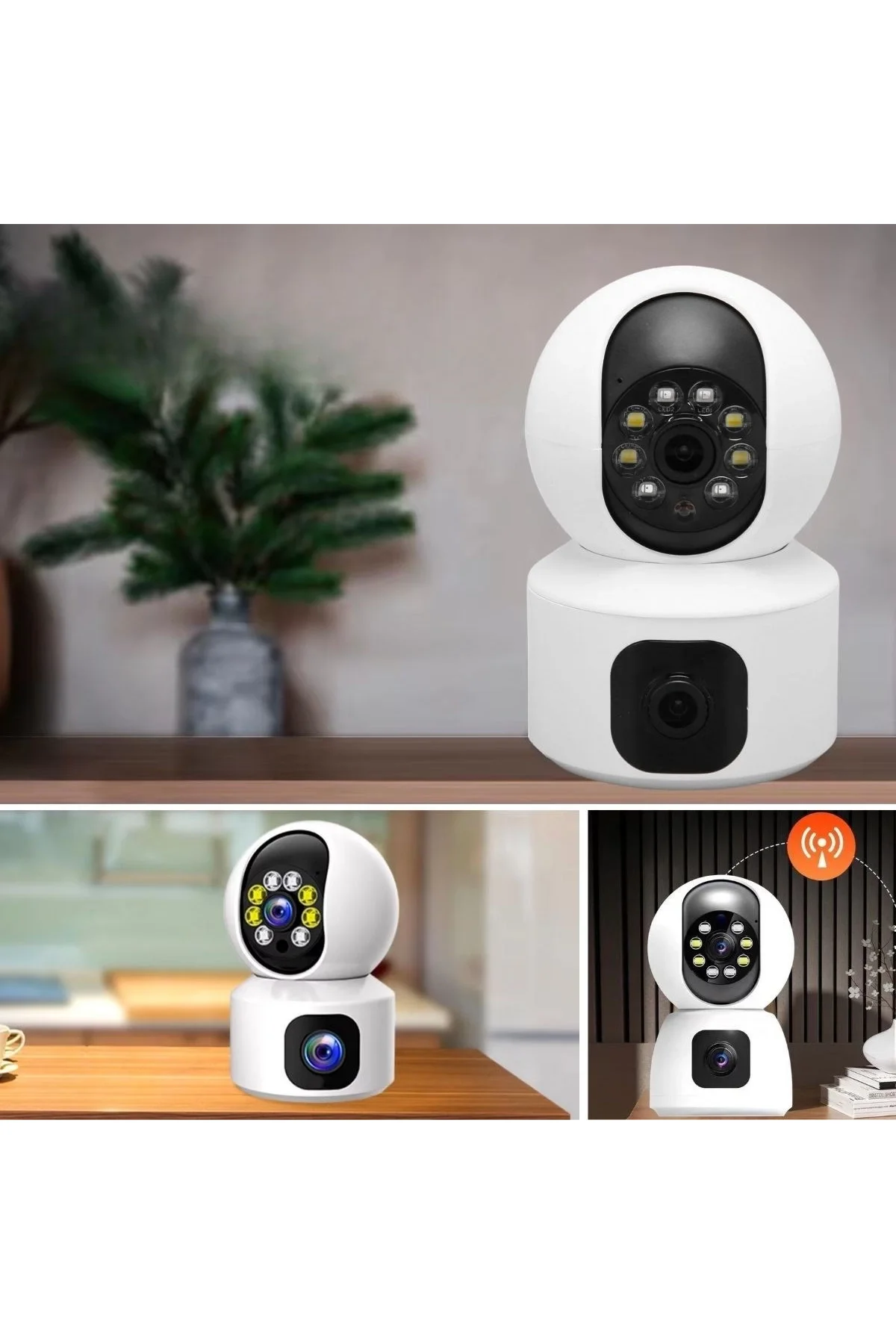 Çift Kameralı Wifi Bağlantılı Gece Görüşlü Ev Tipi Güvenlik Kamerası Yosee